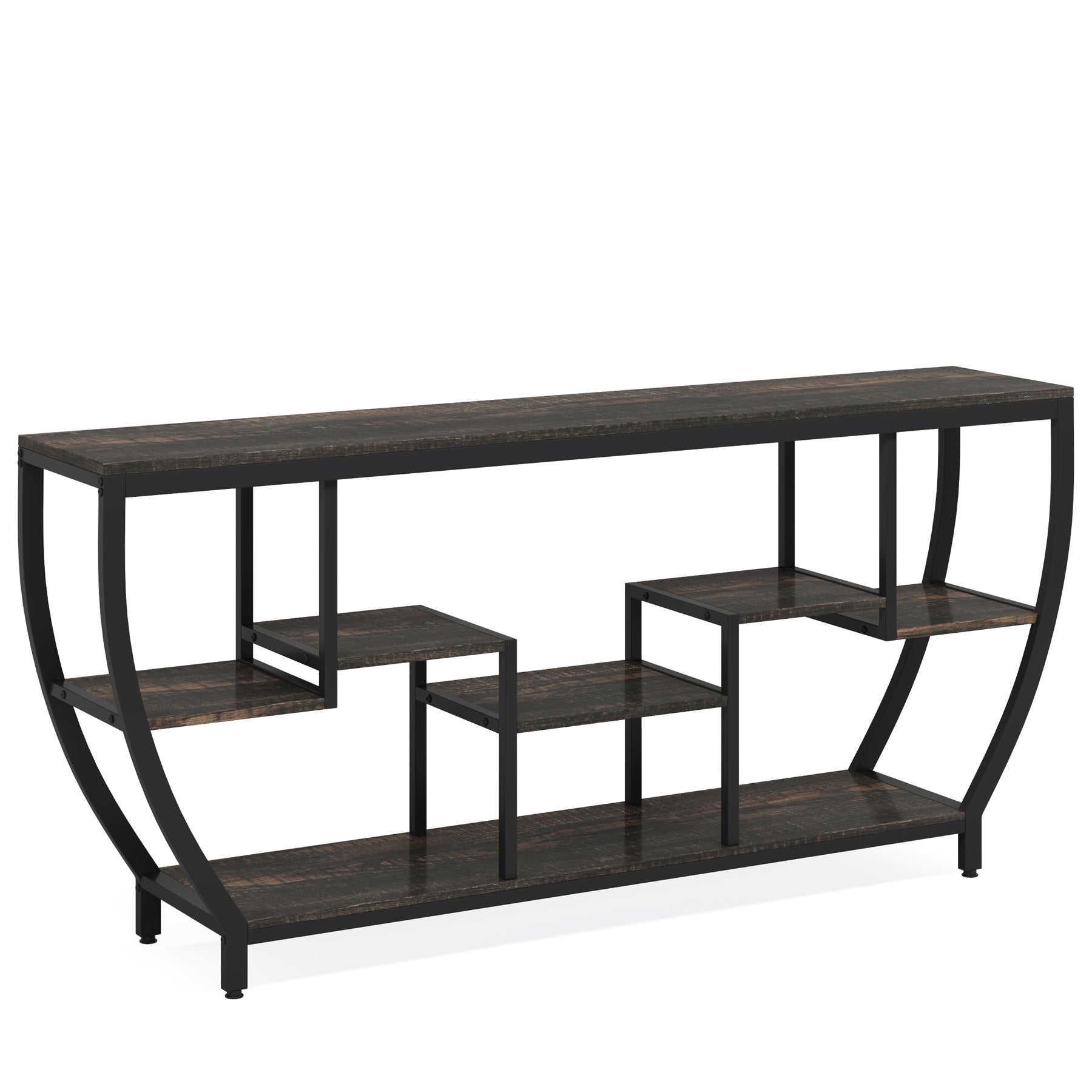 Industrial Console Table, 70.9" Entryway Sofa Table with Shelves Tribesigns