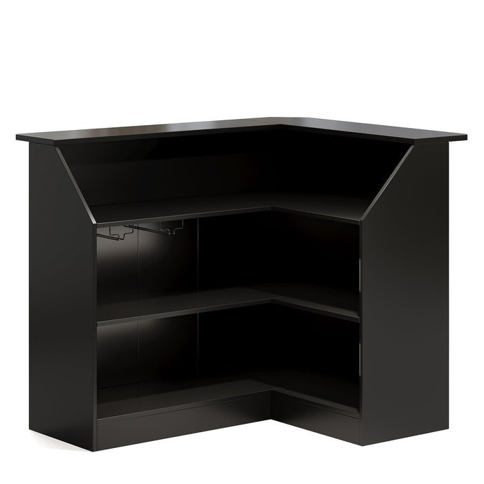 L-Shaped Reception Desk with Storage Shelves, Modern Front Desk for Small Office or Salon