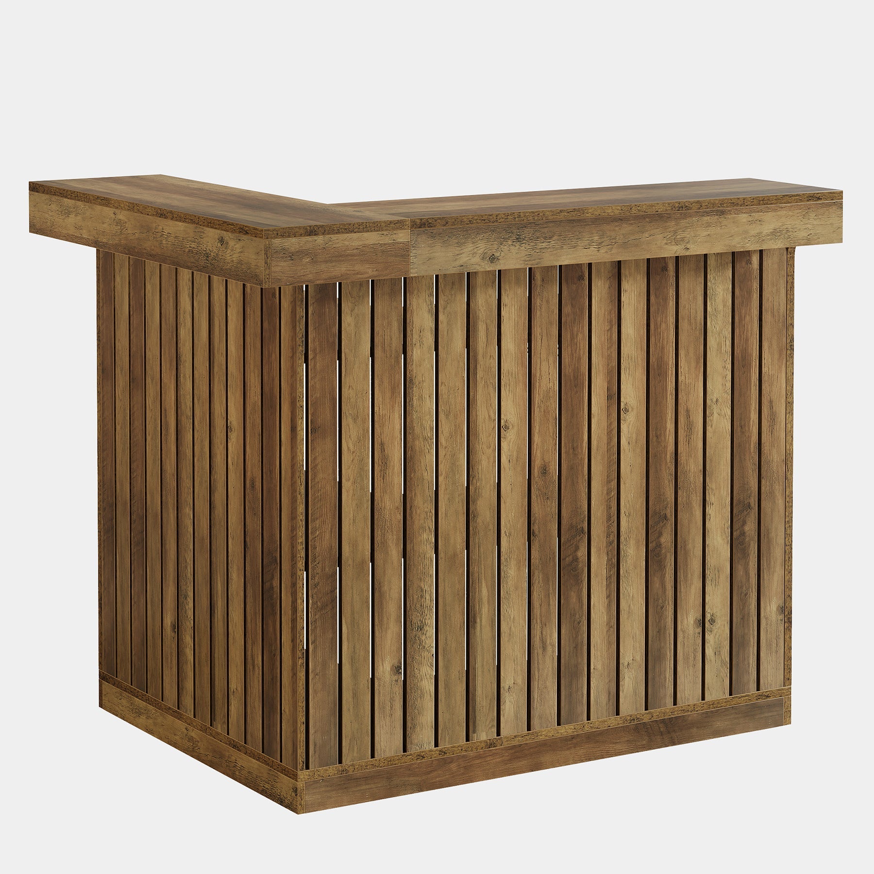 L - Shaped Bar Unit, 4 - Tier Corner Liquor Bar Table with Storage Shelves Tribesigns