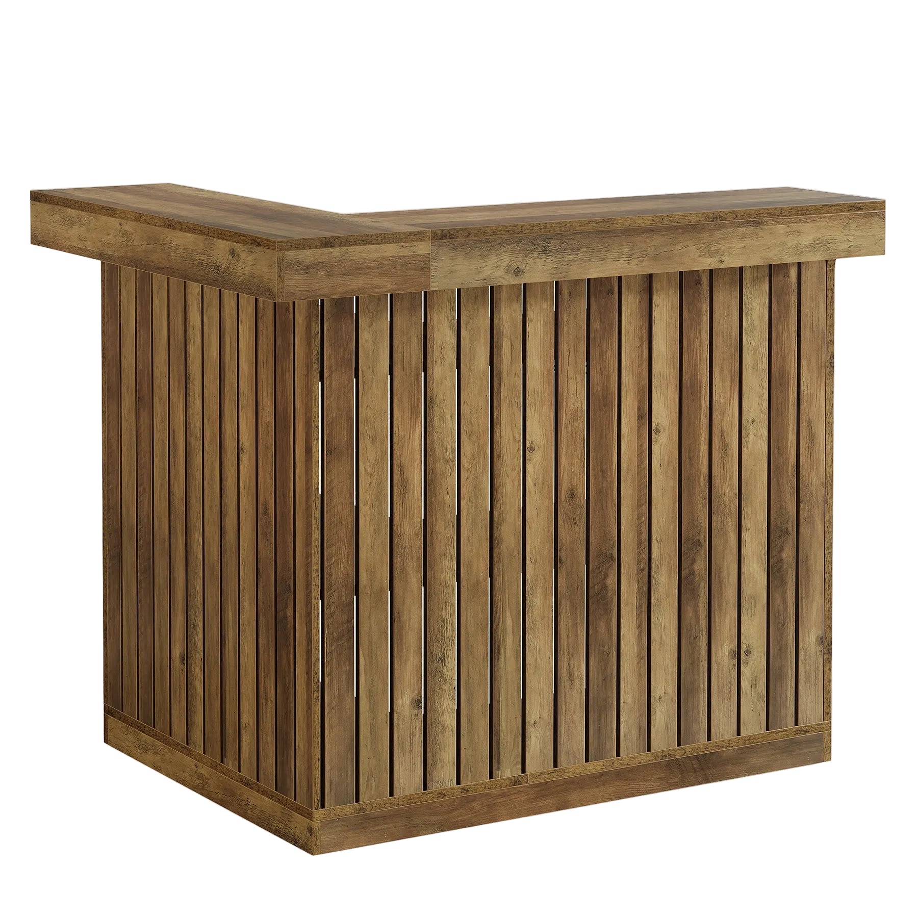 L - Shaped Bar Unit, 4 - Tier Corner Liquor Bar Table with Storage Shelves Tribesigns