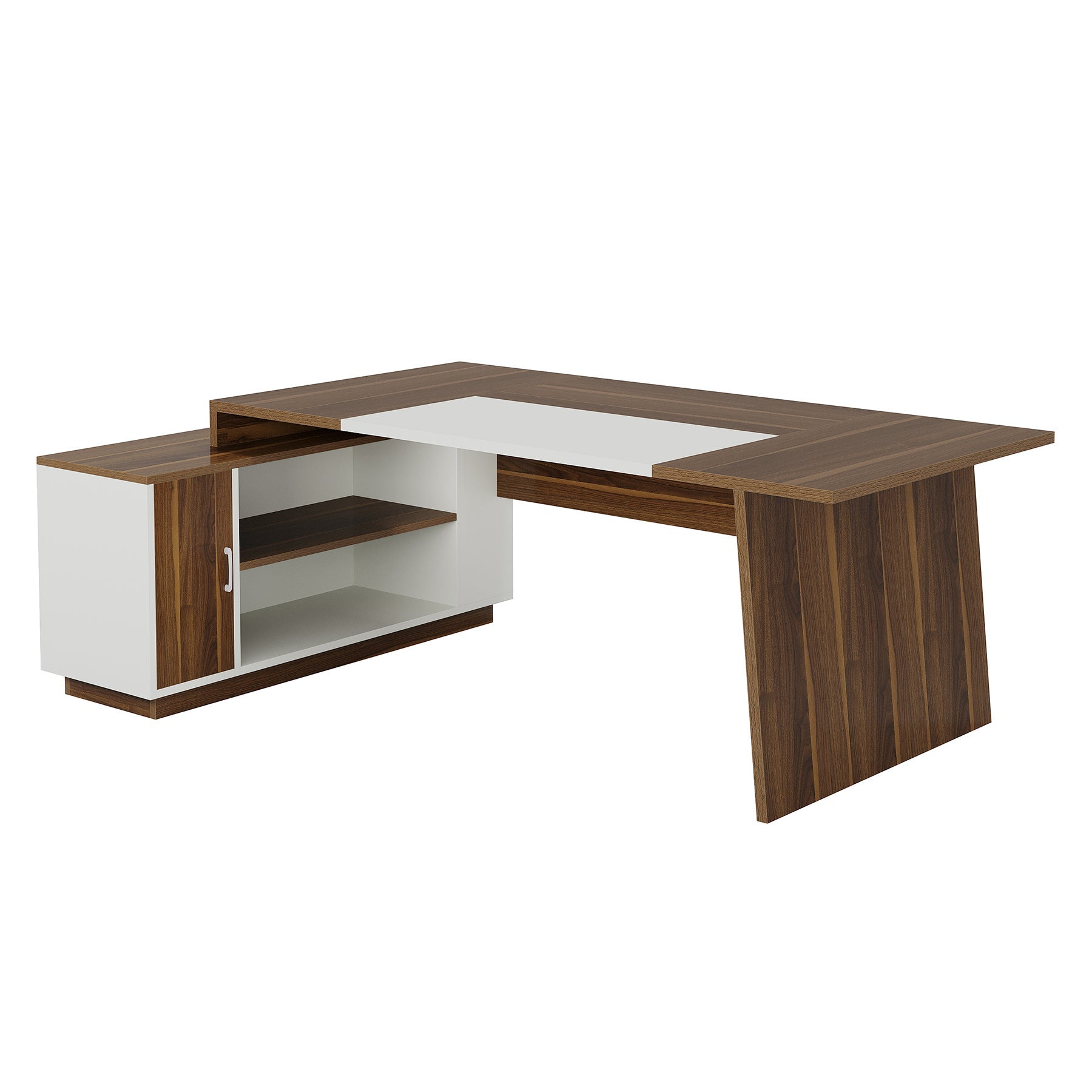 L - Shaped Executive Desk, 70.5" Computer Desk with Cabinet Tribesigns