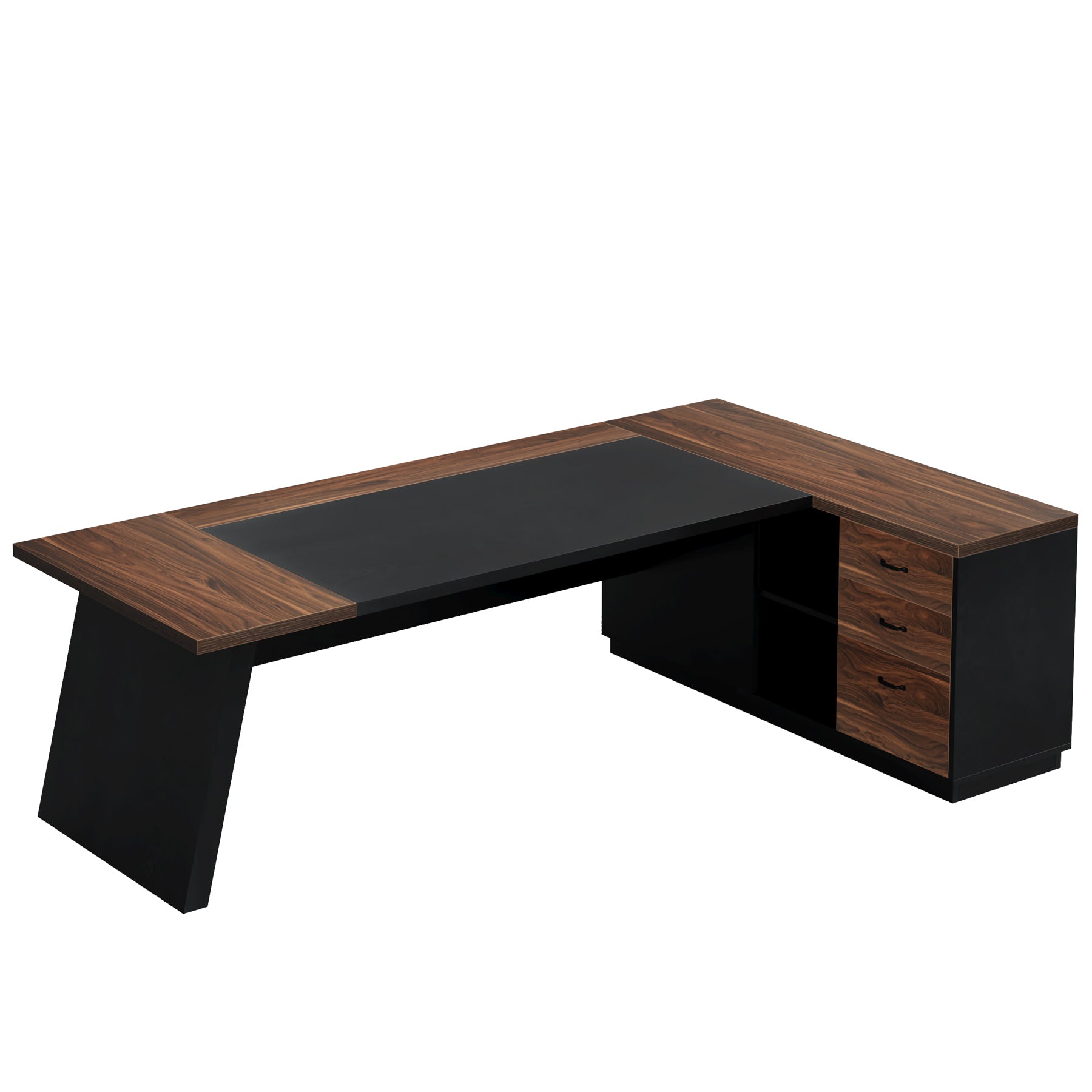 L - Shaped Executive Desk, 78" Office Desk with Drawers and Lateral File Cabinet Tribesigns