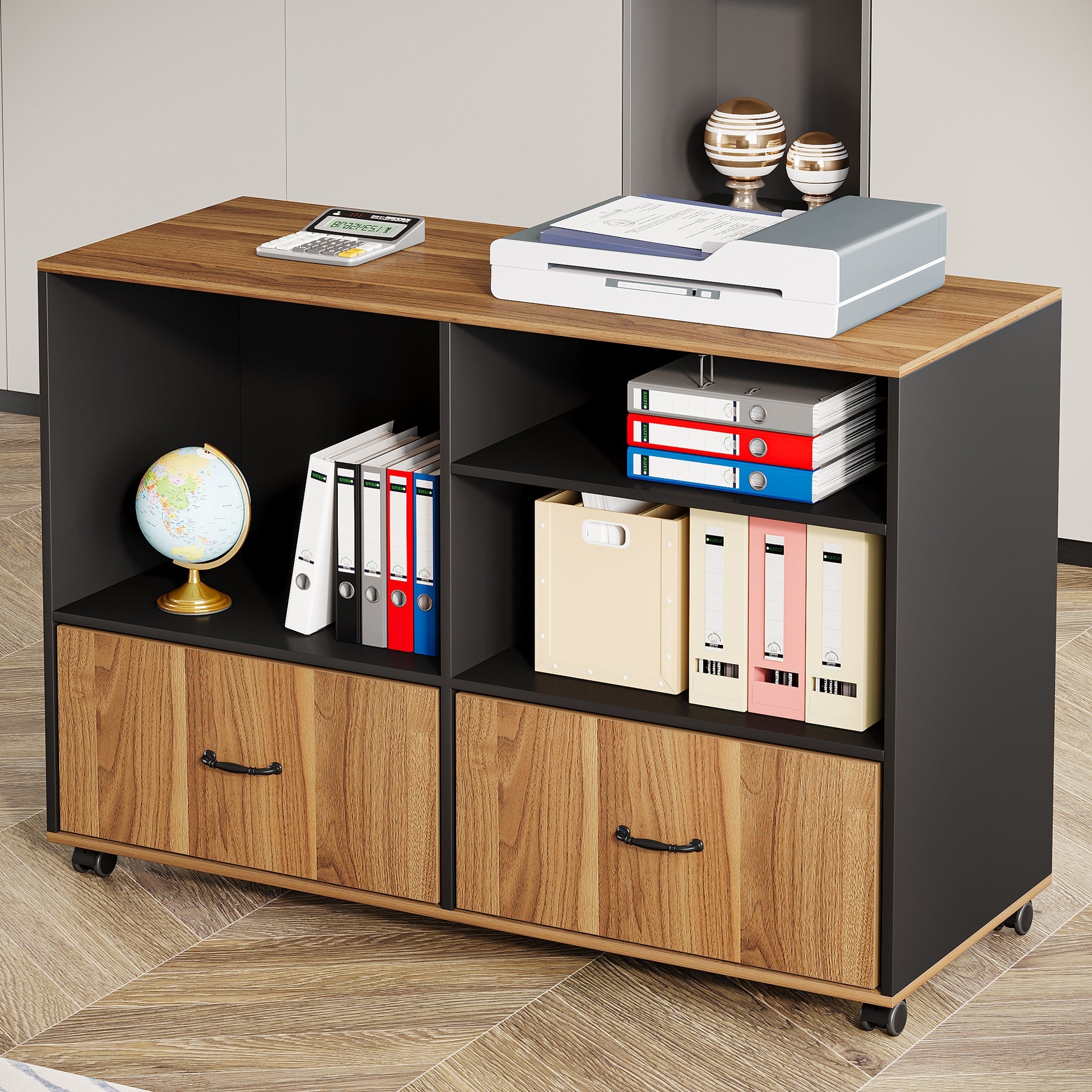 Large L - Shaped Desk, 63" Executive Computer Desk with Mobile File Cabinet Tribesigns