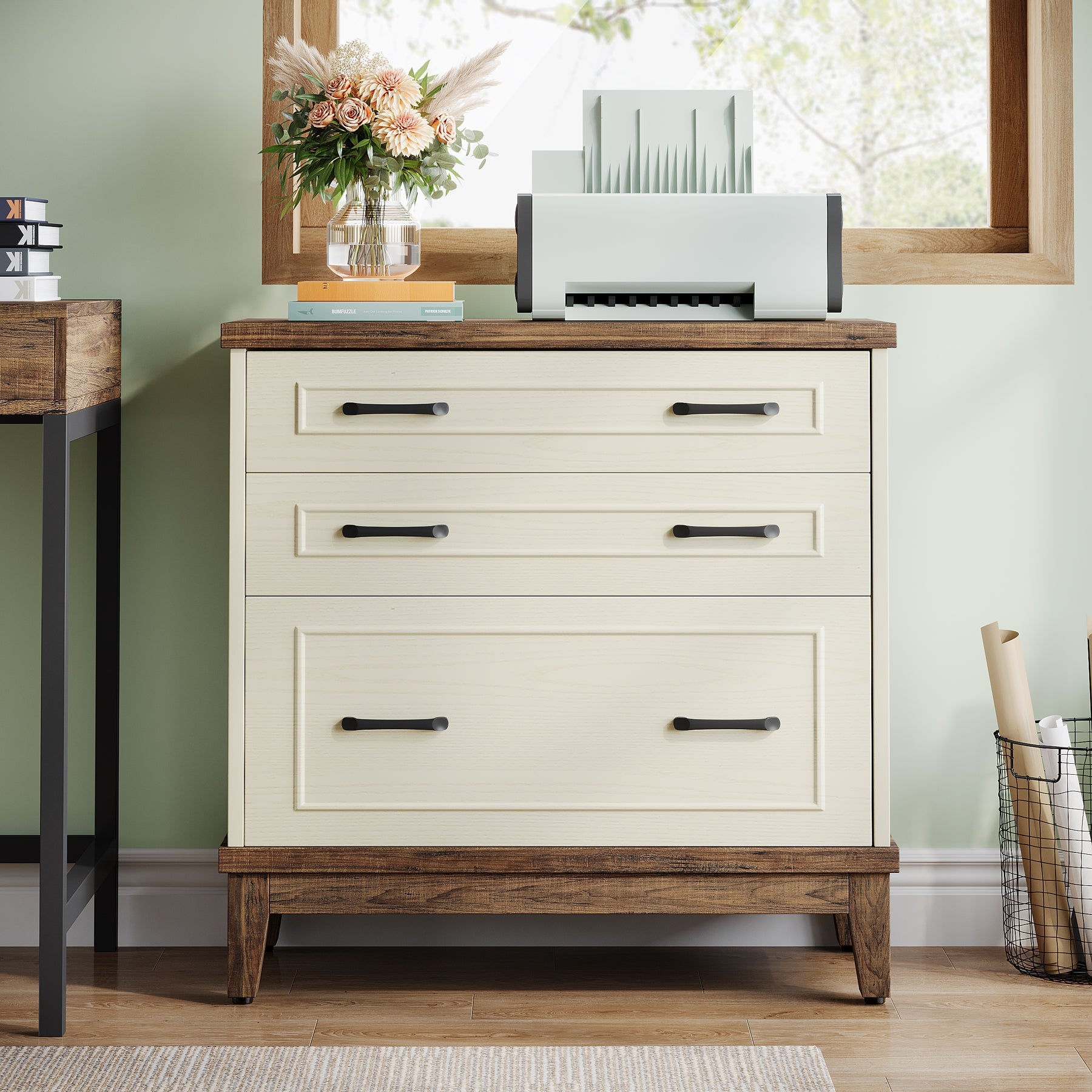 Lateral File Cabinet, 3-drawer Filing Cabinet For A4/letter/legal Size, image size:1800x1800