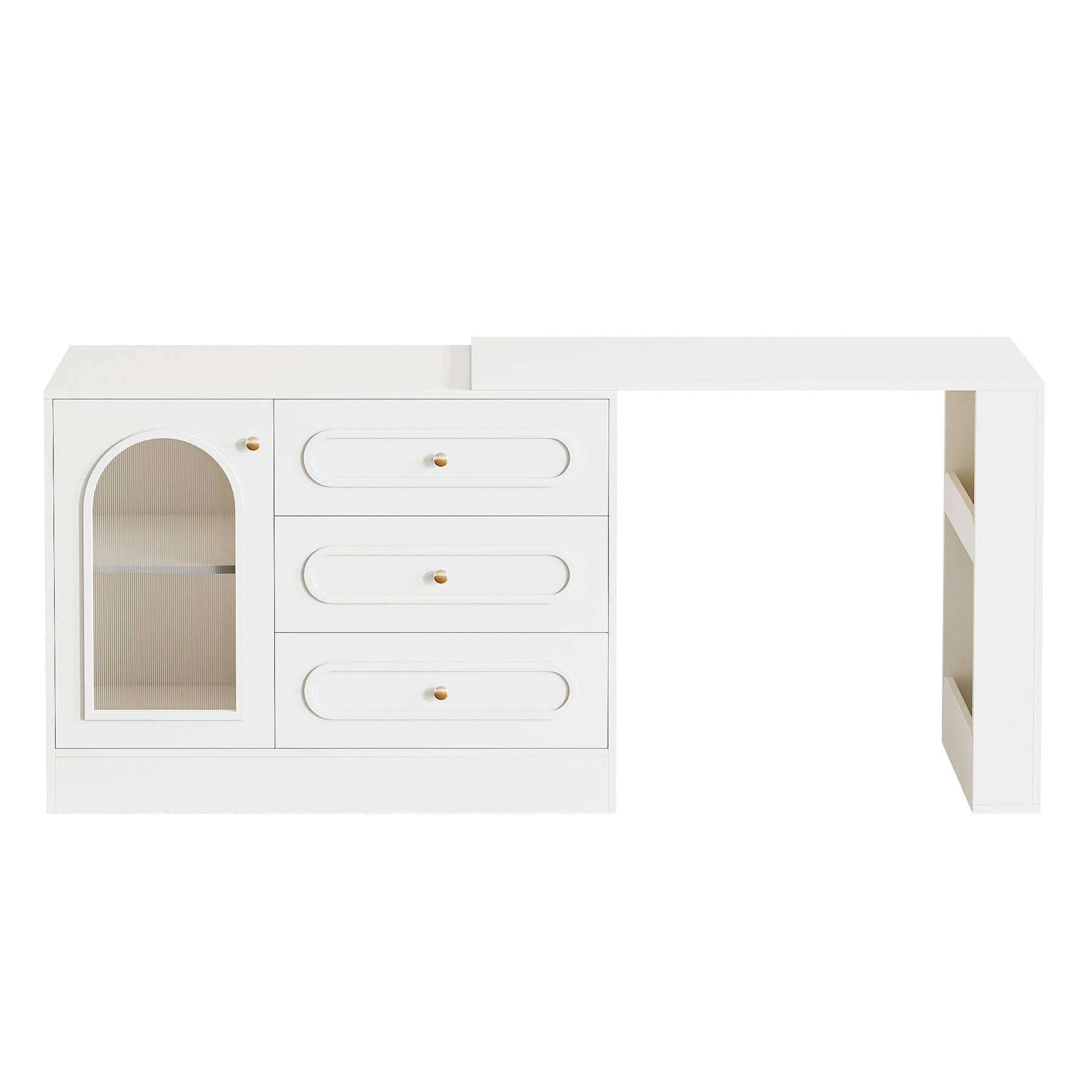Makeup Desk, 360° Rotatable Vanity Desk with 3 Drawers(Without Mirror) Tribesigns
