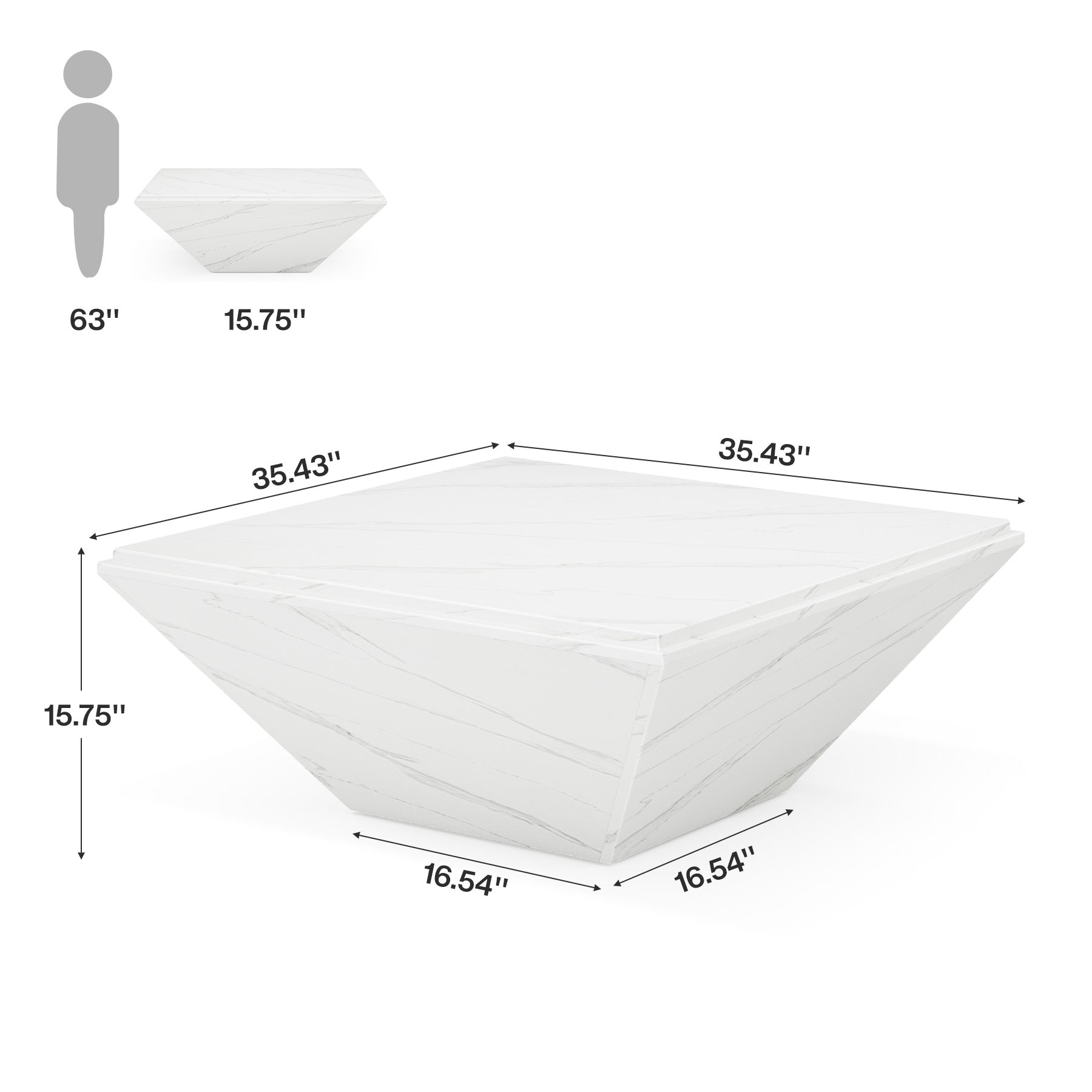 Modern Coffee Table, 35.43" Center Table with Faux Marble Top Tribesigns