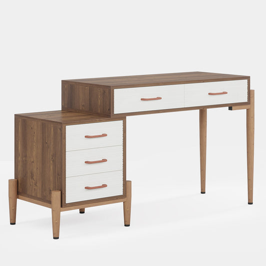 Modern Computer Desk, Home Office Desk with 5 Drawers File Cabinet Tribesigns