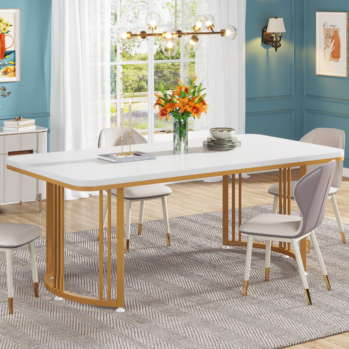 Modern Dining Table, 63-Inch Rectangular Kitchen Table for 4-6 People Tribesigns