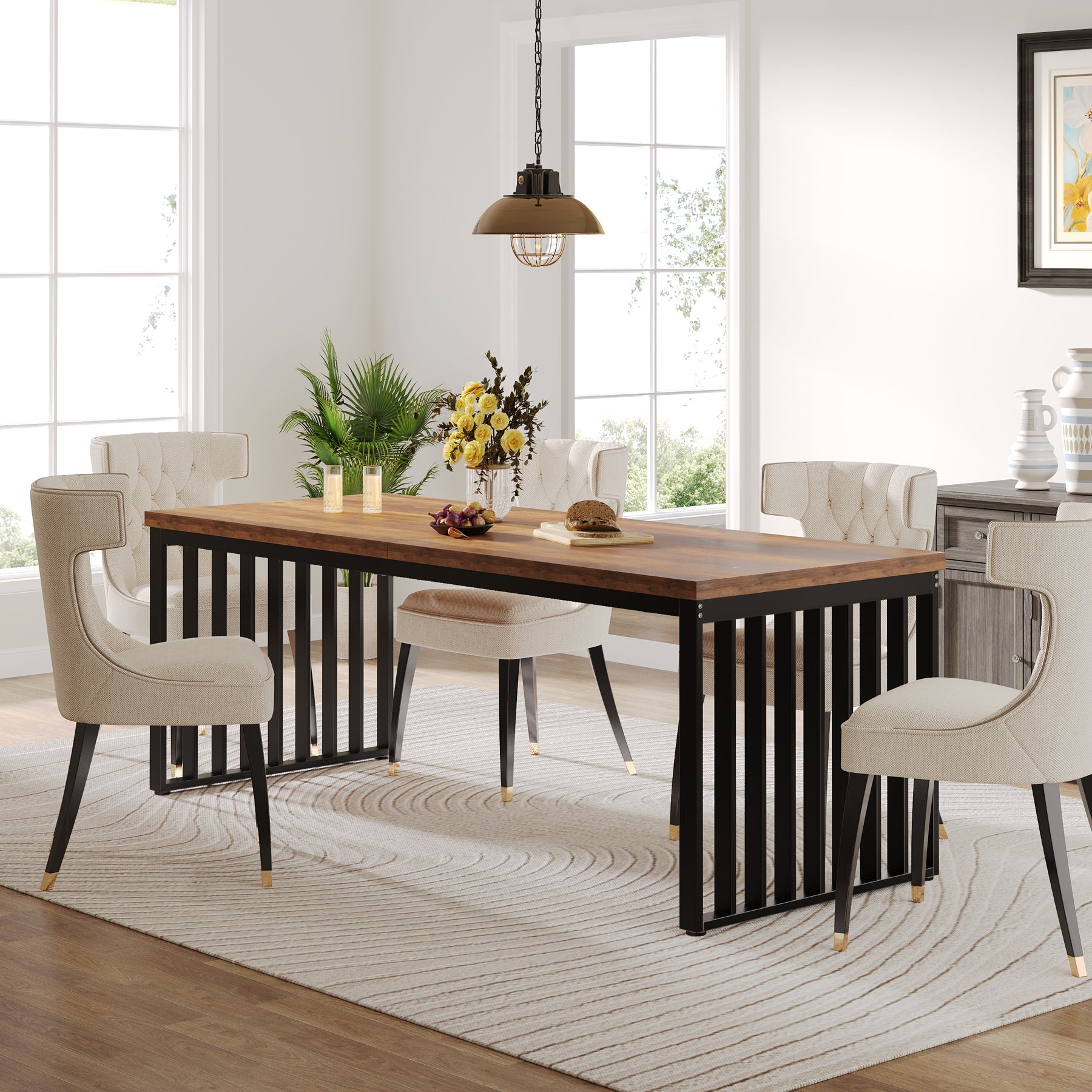 Modern Dining Table, 78.74 inches Sturdy Kitchen Table Tribesigns
