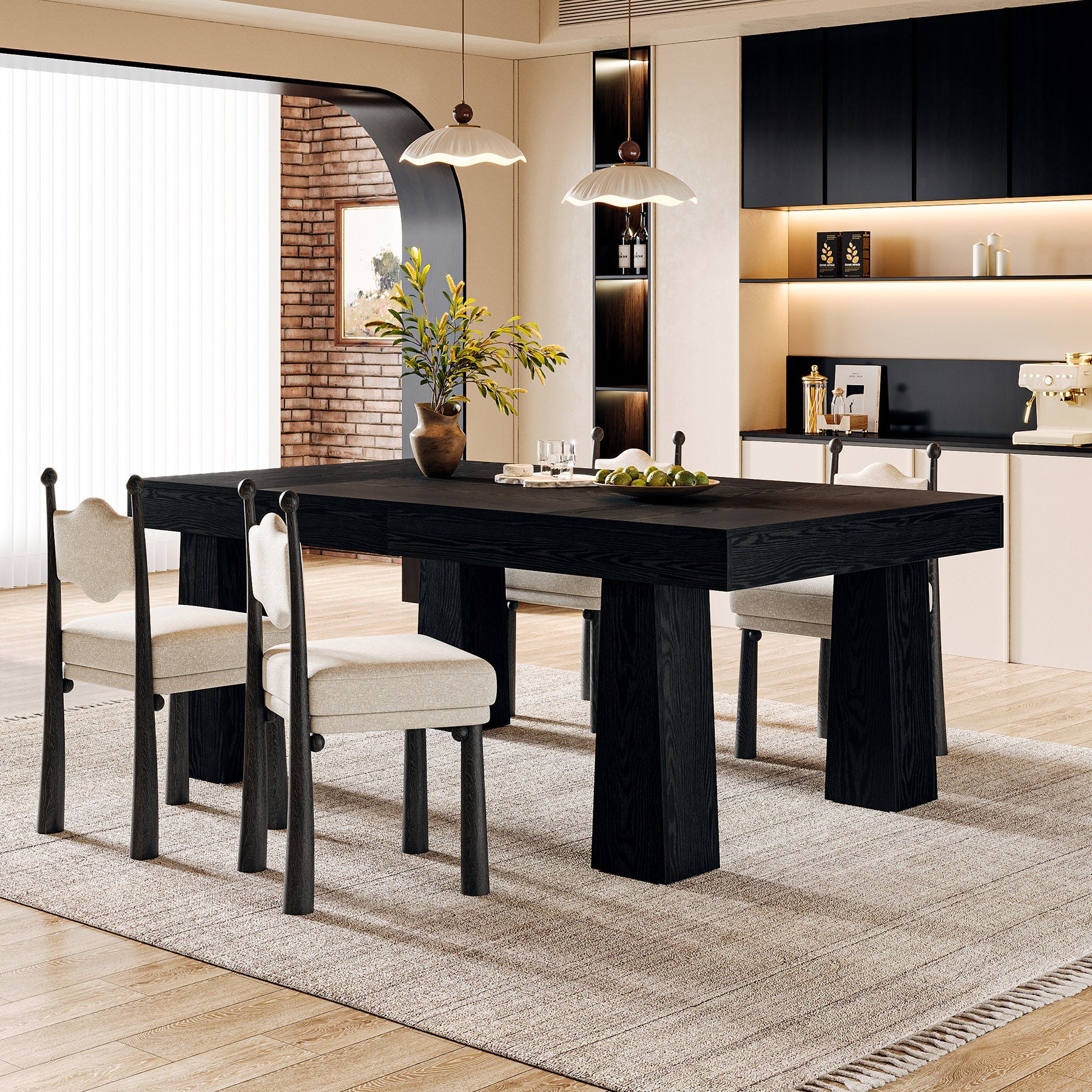 Modern Kitchen Table, 63" Dining Table Dinner Table for 4 - 6 Tribesigns