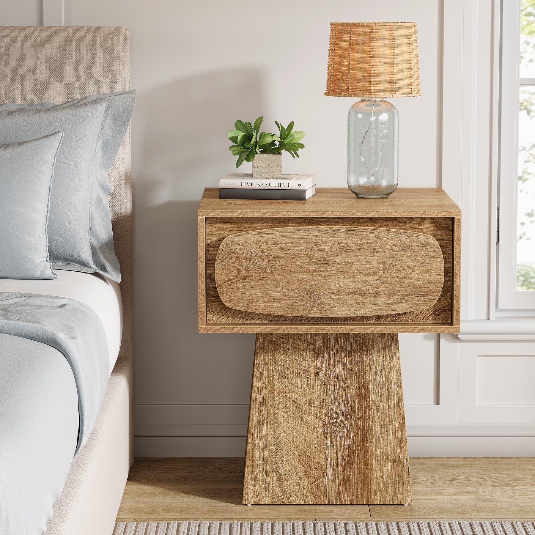 Modern Nightstand, Bed Side Table with Drawer Storage Tribesigns