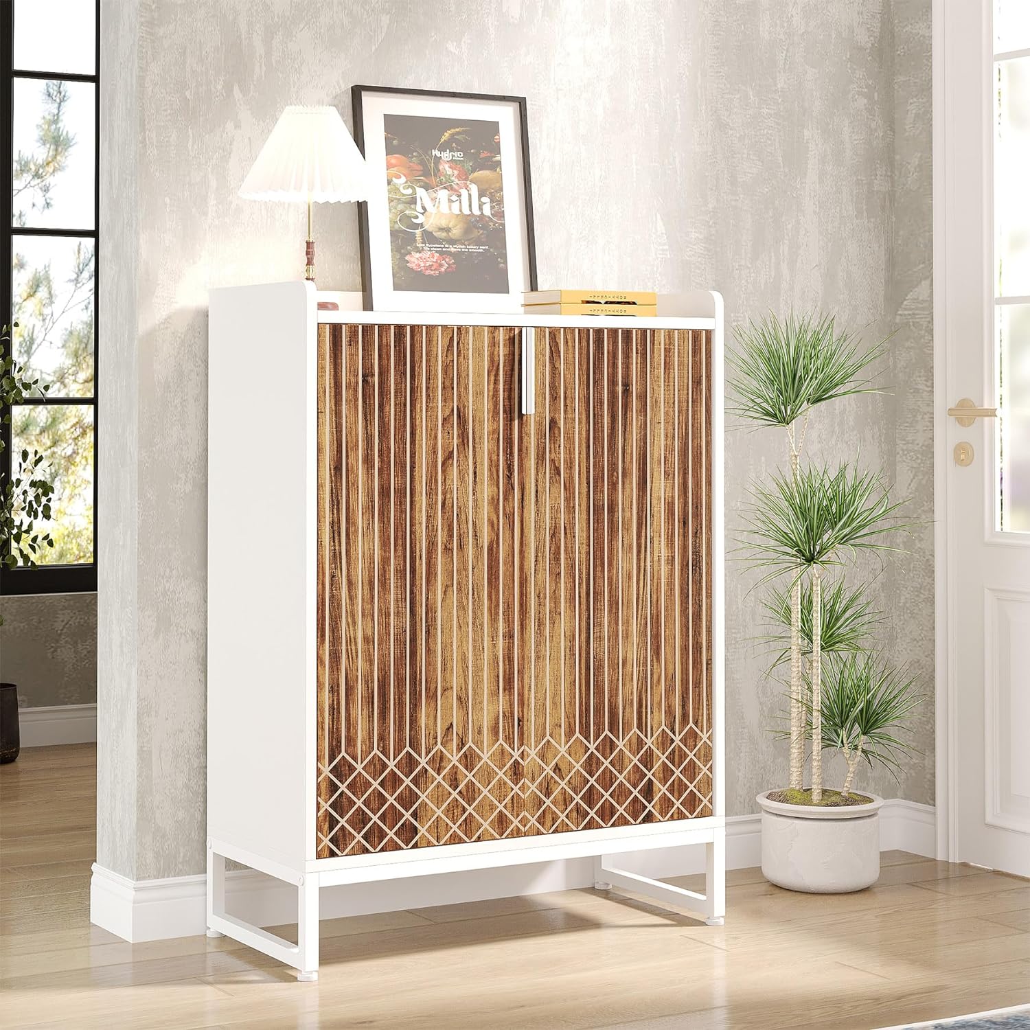 Modern Shoe Cabinet with Doors, 5-Tier Modern Shoe Rack Organizer Tribesigns