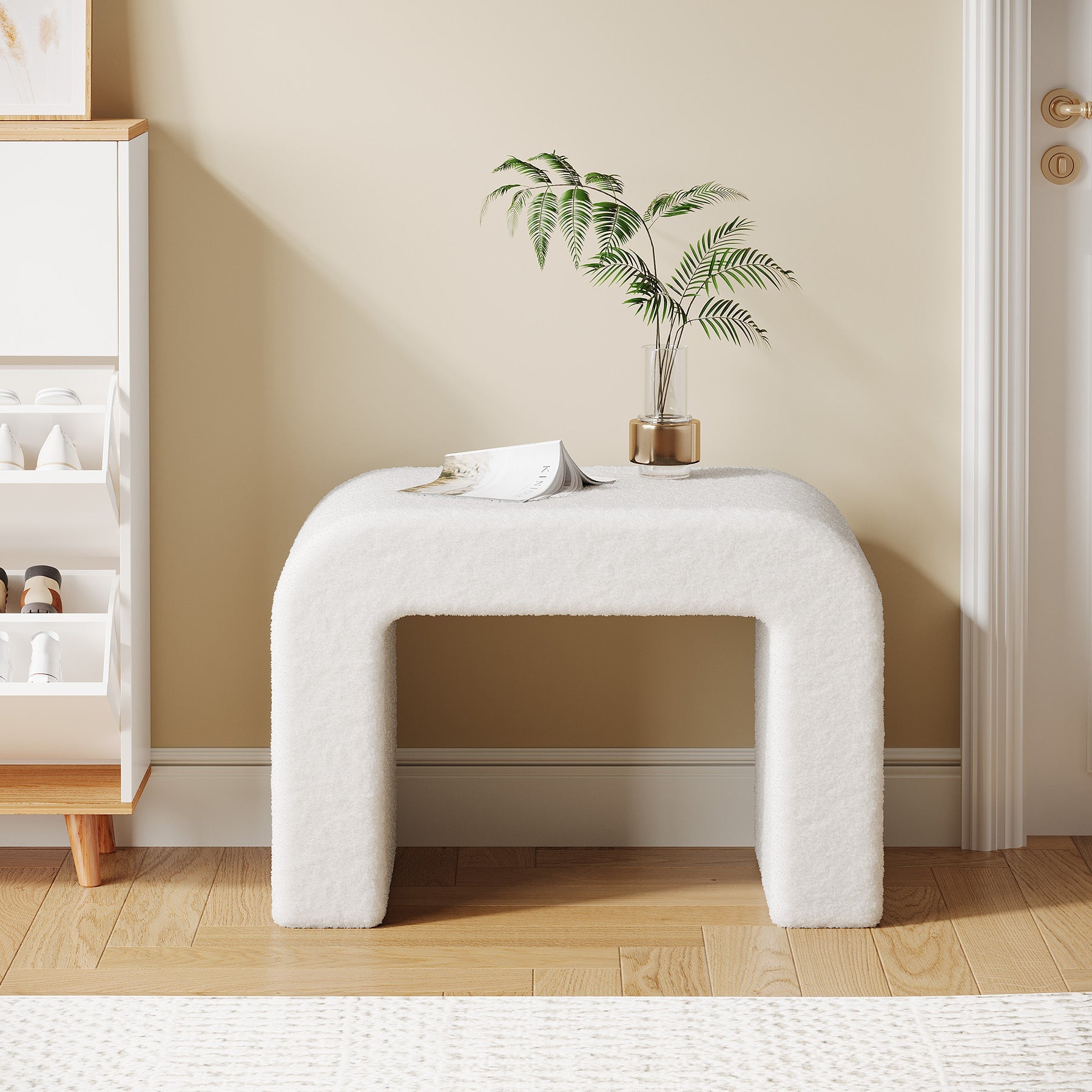 Modern Vanity Stool, Fully Assembled Upholstered Ottoman Sofa Footrest Tribesigns