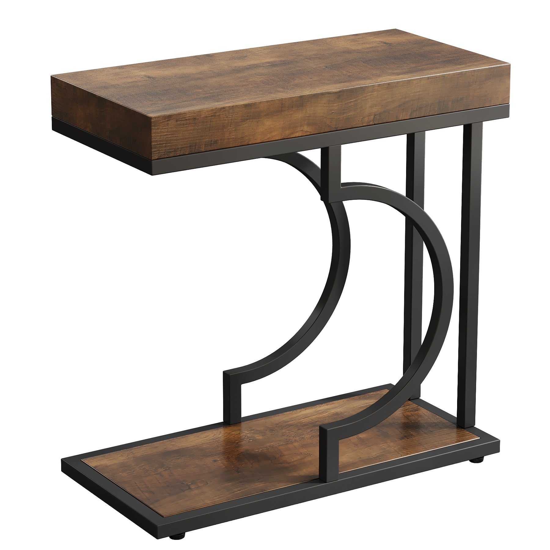 Narrow C Table, Modern End Table Bedside Table with Metal Frame Tribesigns