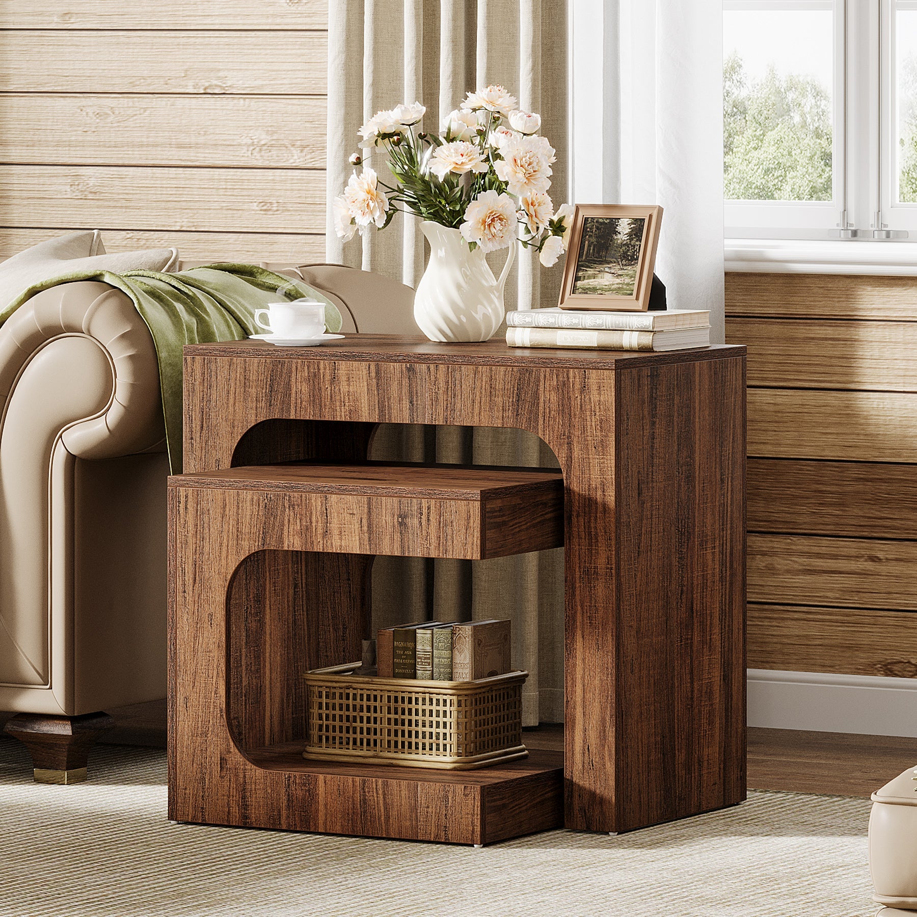 Nesting End Table Set, Small Side Table Night Stand Set Tribesigns