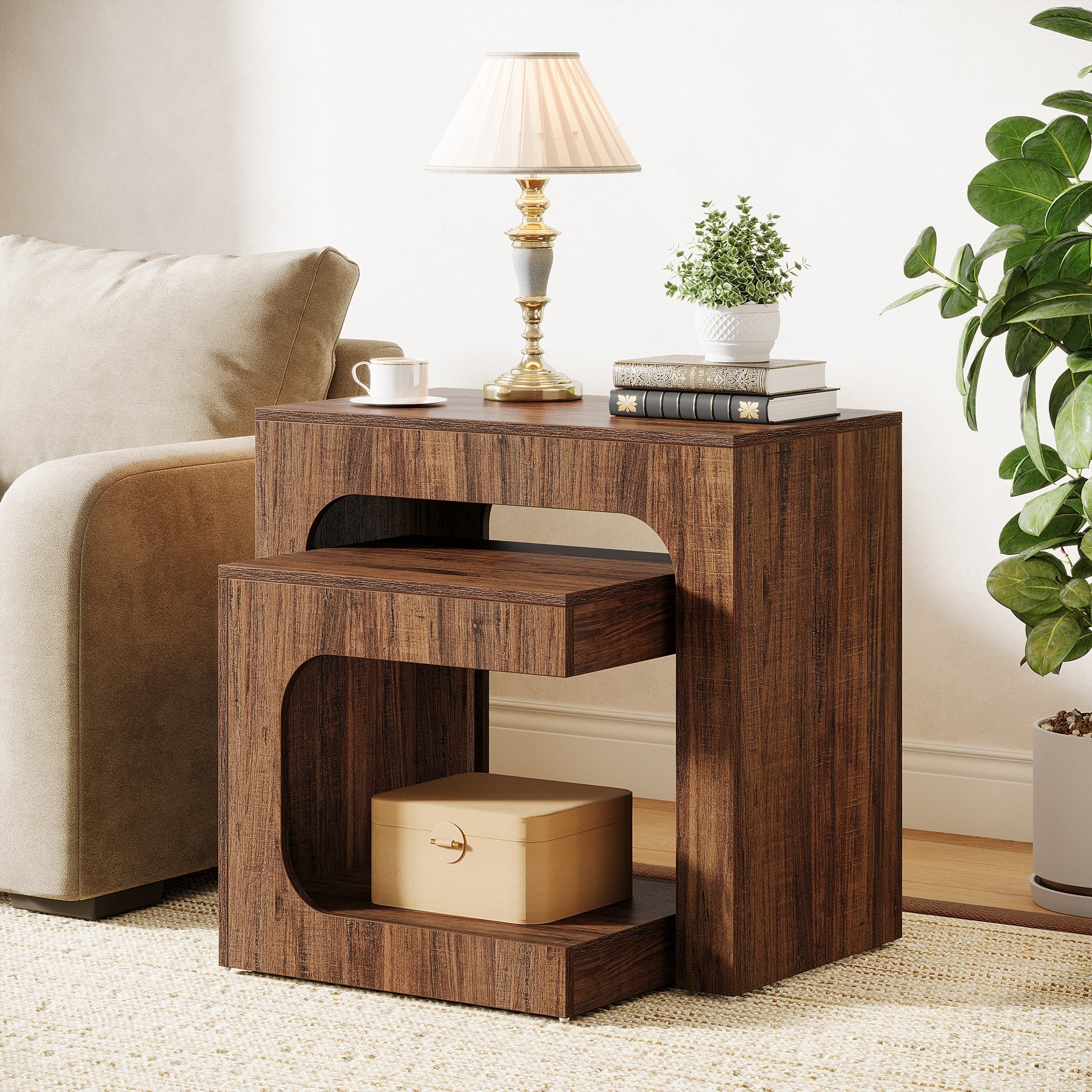 Nesting End Table Set, Small Side Table Night Stand Set Tribesigns