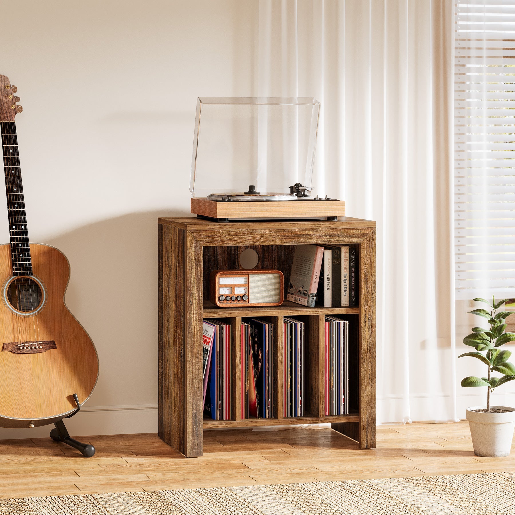 Record Player Stand, Vinyl Record Table Storage Cabinet Turntable Stand Tribesigns