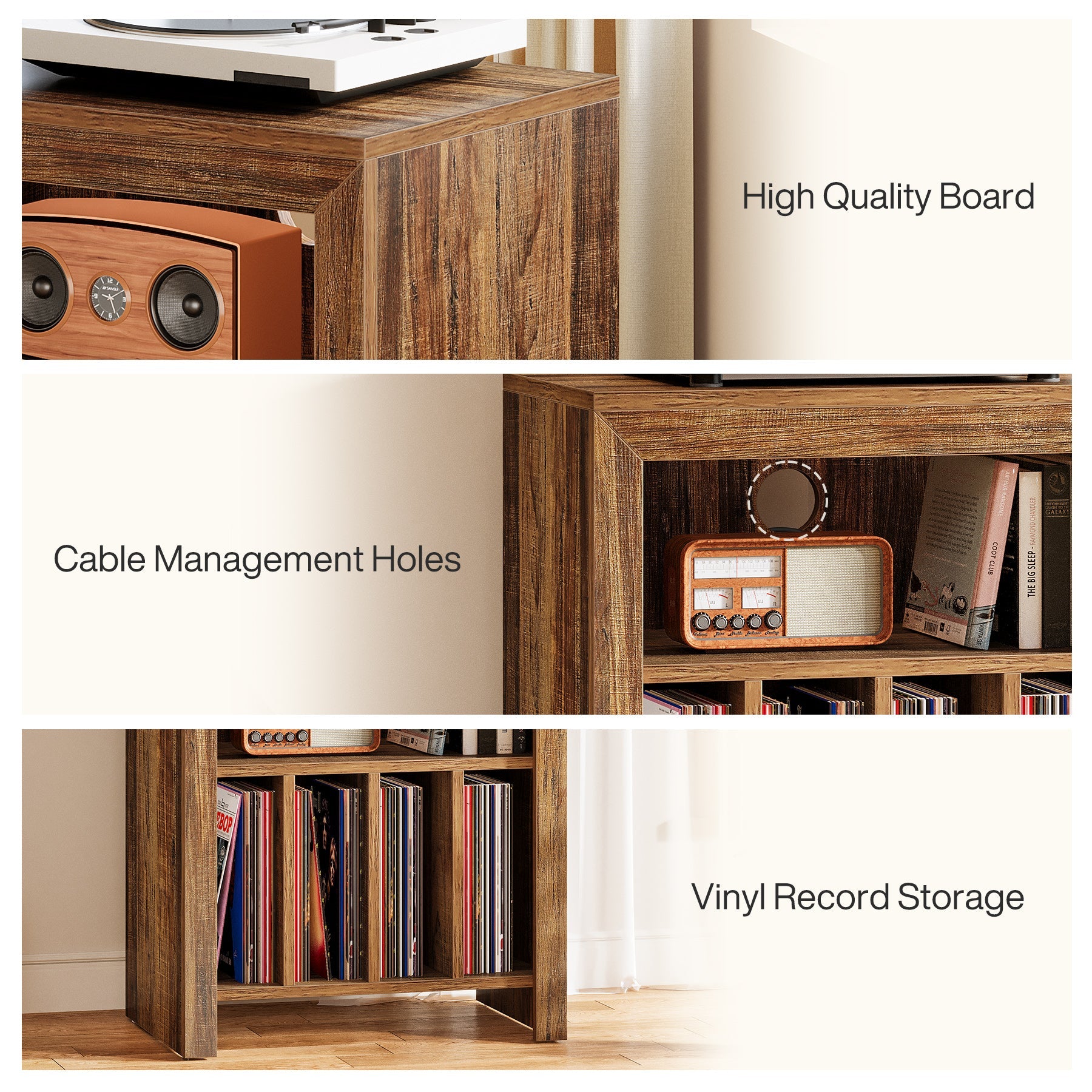 Record Player Stand, Vinyl Record Table Storage Cabinet Turntable Stand Tribesigns