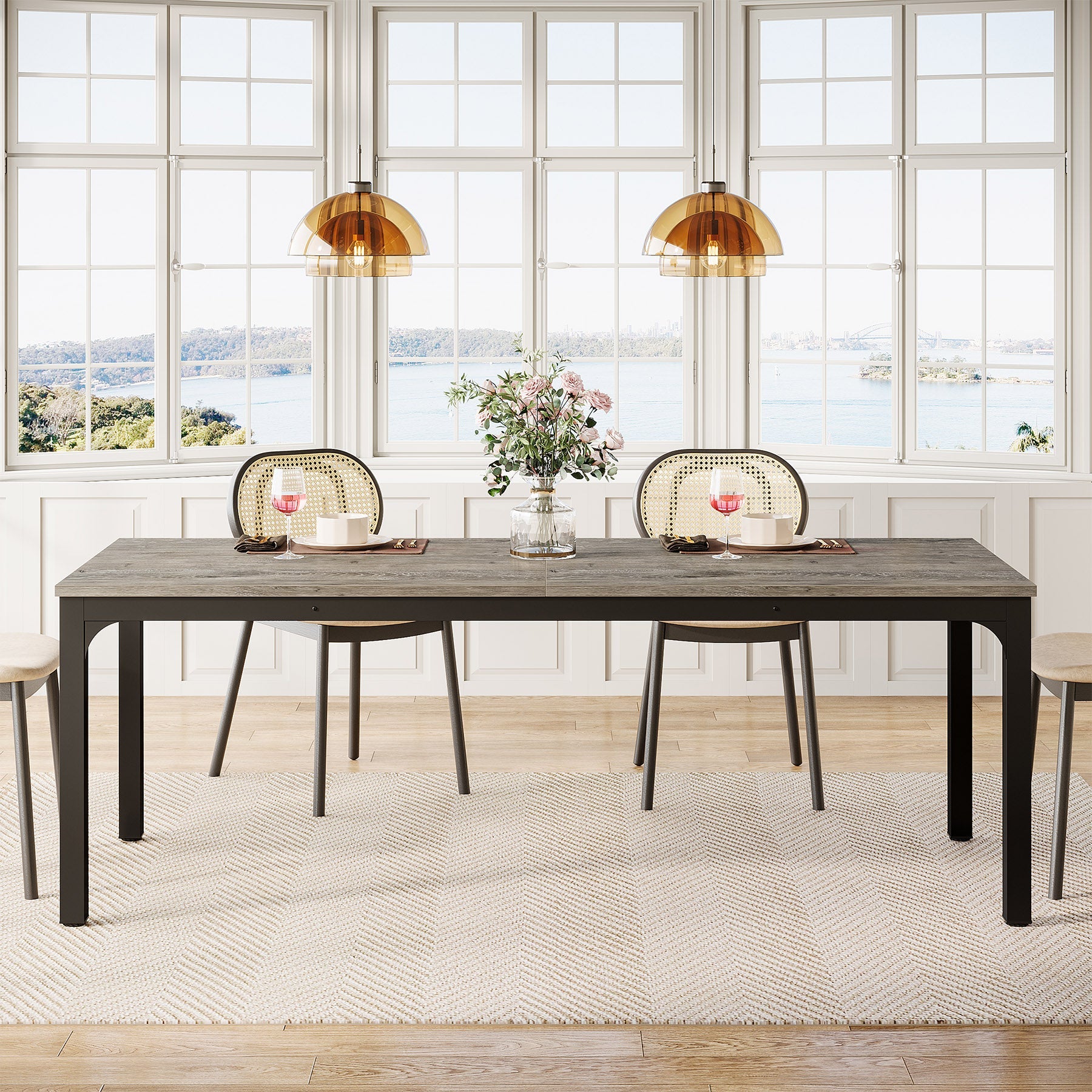 Rectangular Dining Table, 78 inch Long Kitchen Table for 6 - 8 People Tribesigns