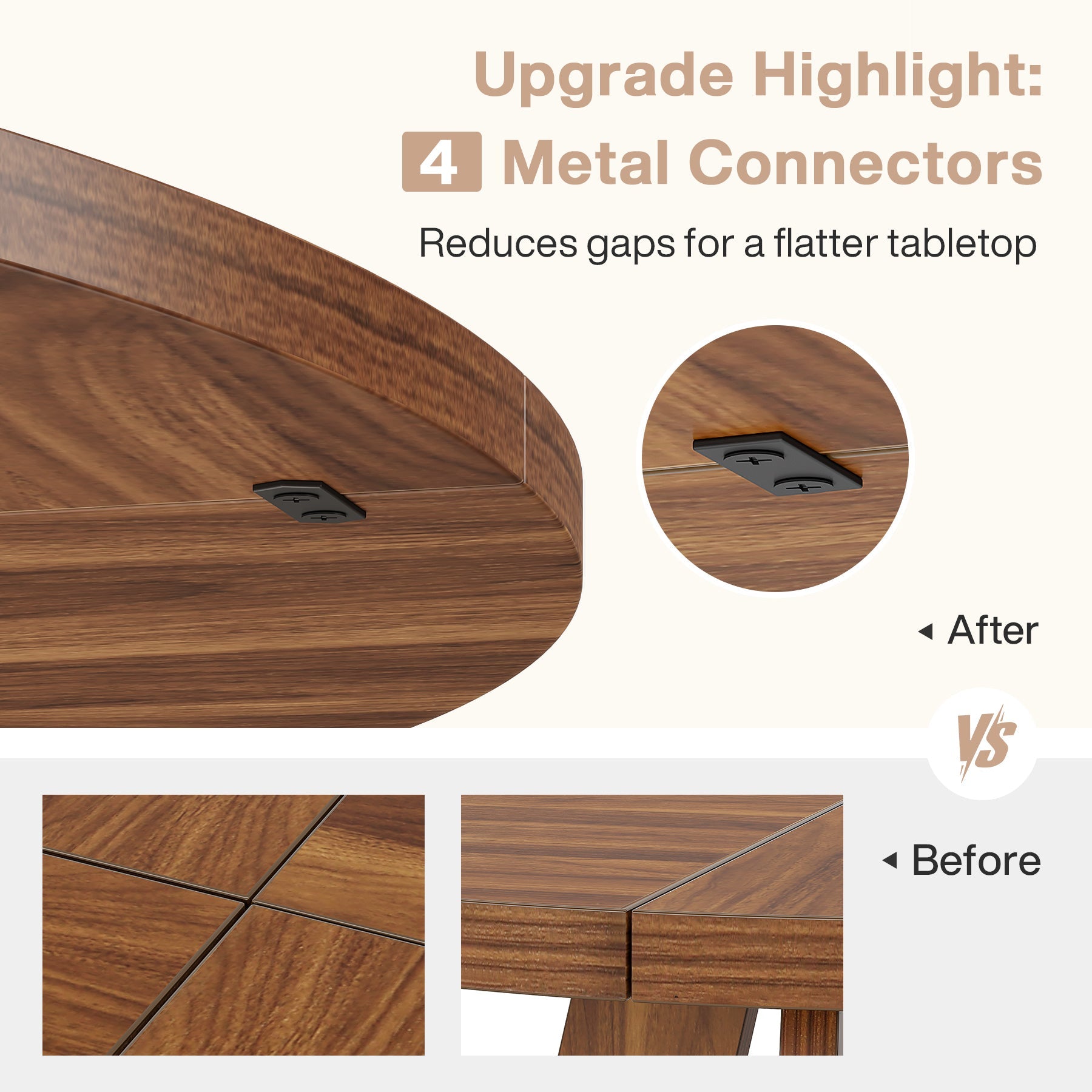 Round Dining Table for 4, 47" Wooden Kitchen Table Farmhouse Dinner Table Tribesigns