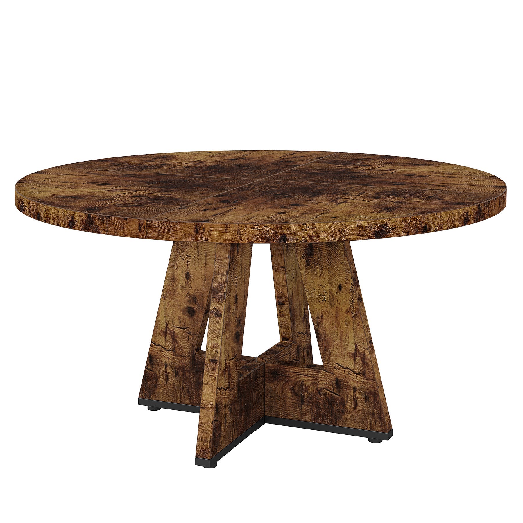 Round Dining Table for 4, 47" Wooden Kitchen Table Farmhouse Dinner Table Tribesigns