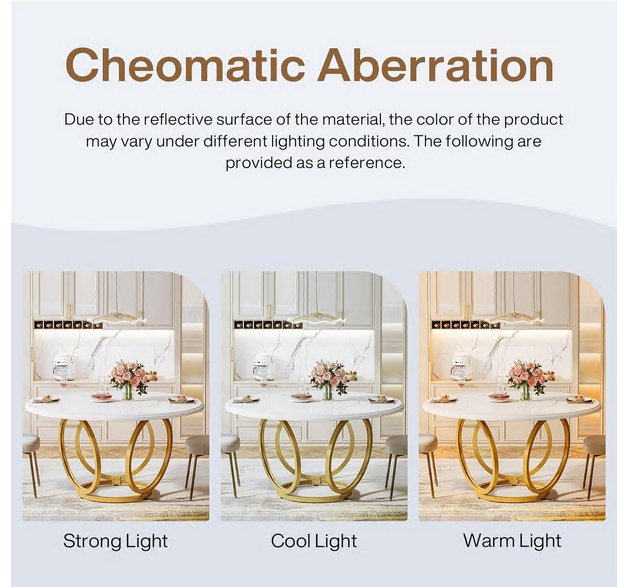 Round Dining Table for 4, Modern 47" Kitchen Table with Metal Base Tribesigns