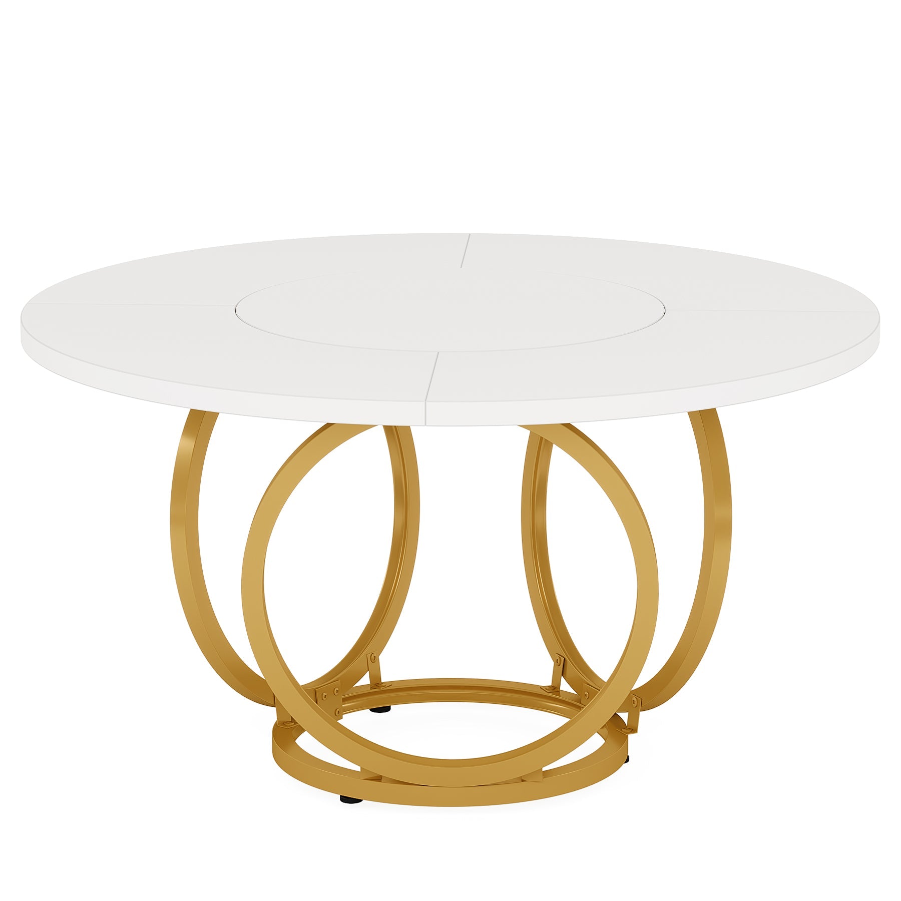 Round Dining Table for 4, Modern 47" Kitchen Table with Metal Base Tribesigns