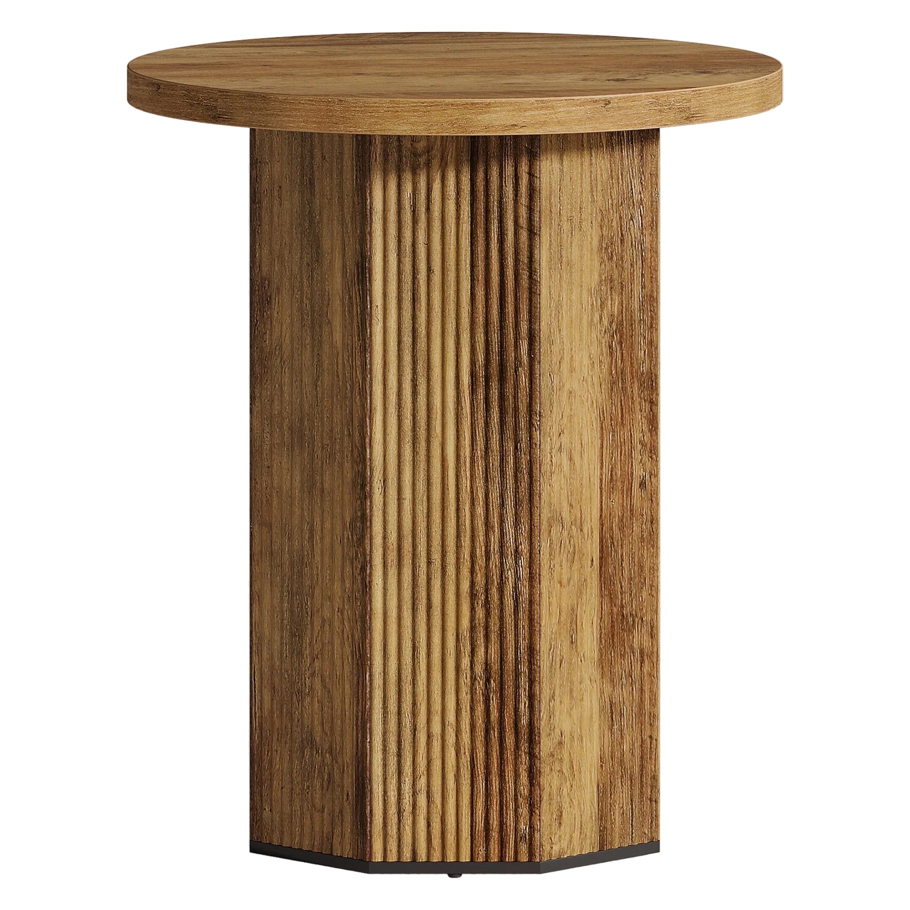 Round End Table, Narrow Side Table Nightstand with Stable Pedestal Tribesigns