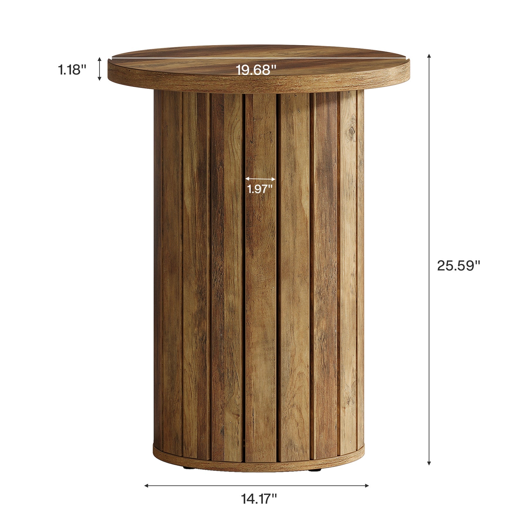Small End Table, Round Wooden Couch Side Table with Pedestal Base Tribesigns