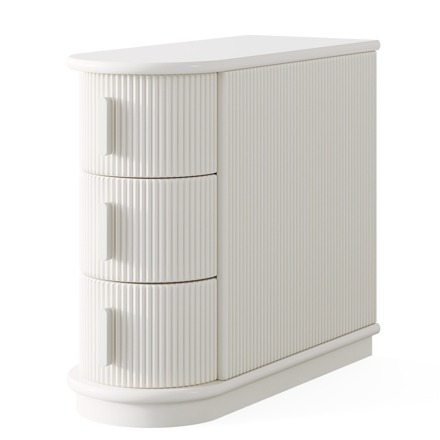 Solid Wood End Table, Narrow Side Table Nightstand with 3 - drawer Tribesigns