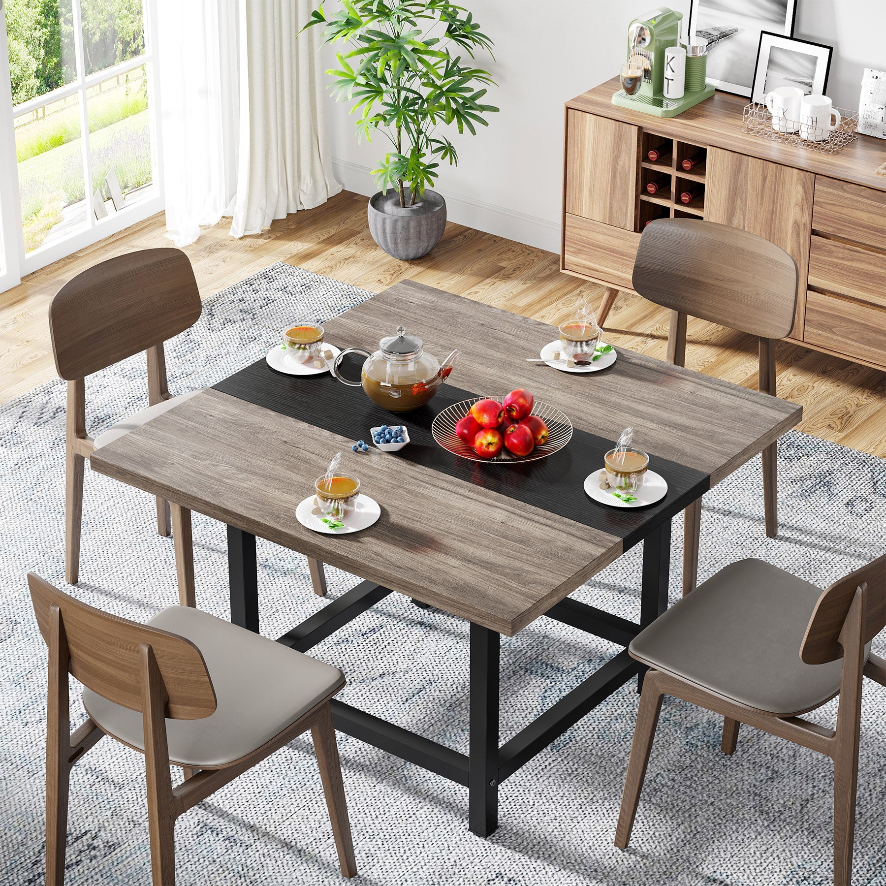 Square Dining Table, Farmhouse 39"x 39"x 29" Kitchen Table for 4 Tribesigns