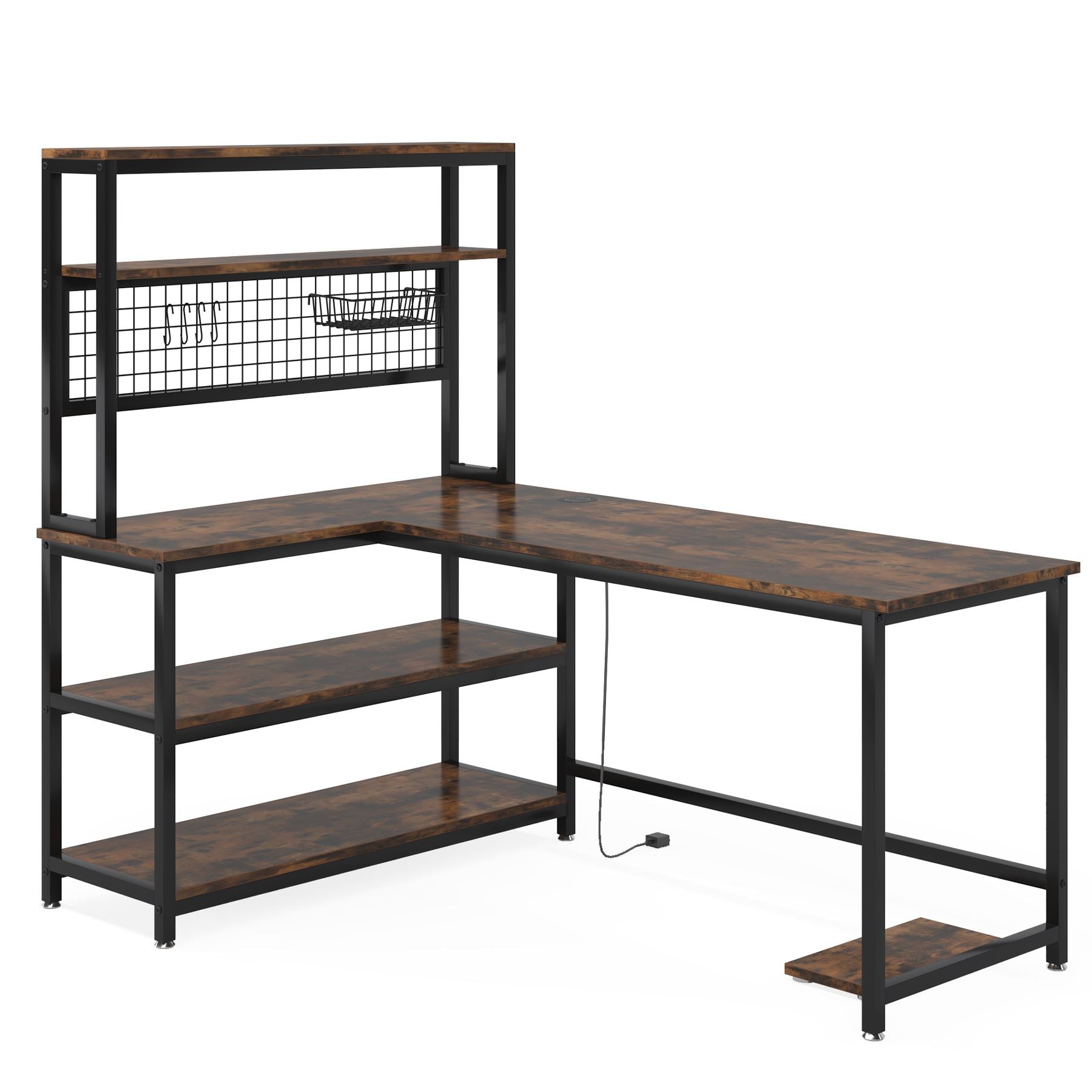 Tribesigns 55" Reversible L - Shaped Desk with Wireless Charging & Shelves Tribesigns