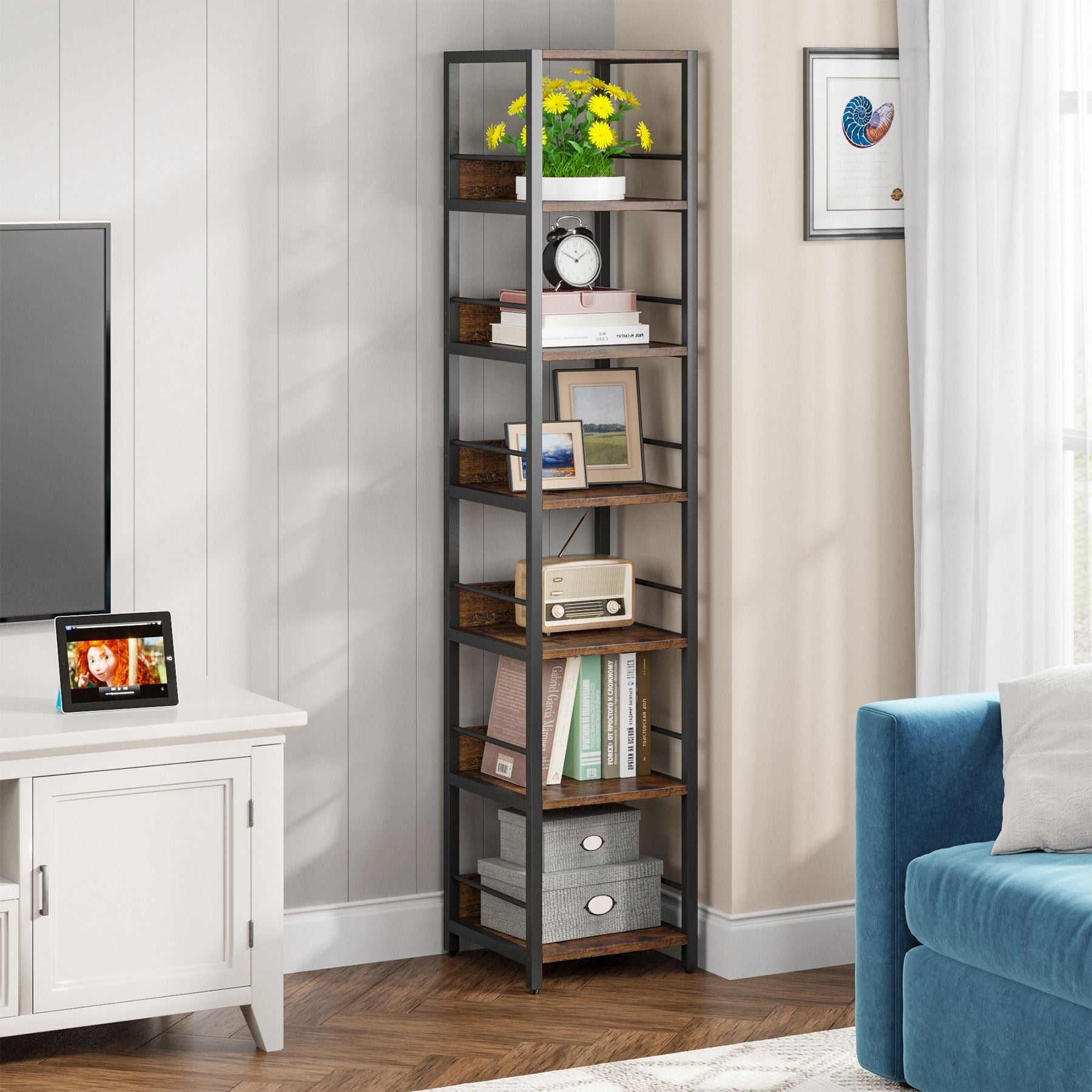 Tribesigns 6 - Tier Corner Shelf, Narrow Etagere Bookshelf Storage Rack Tribesigns