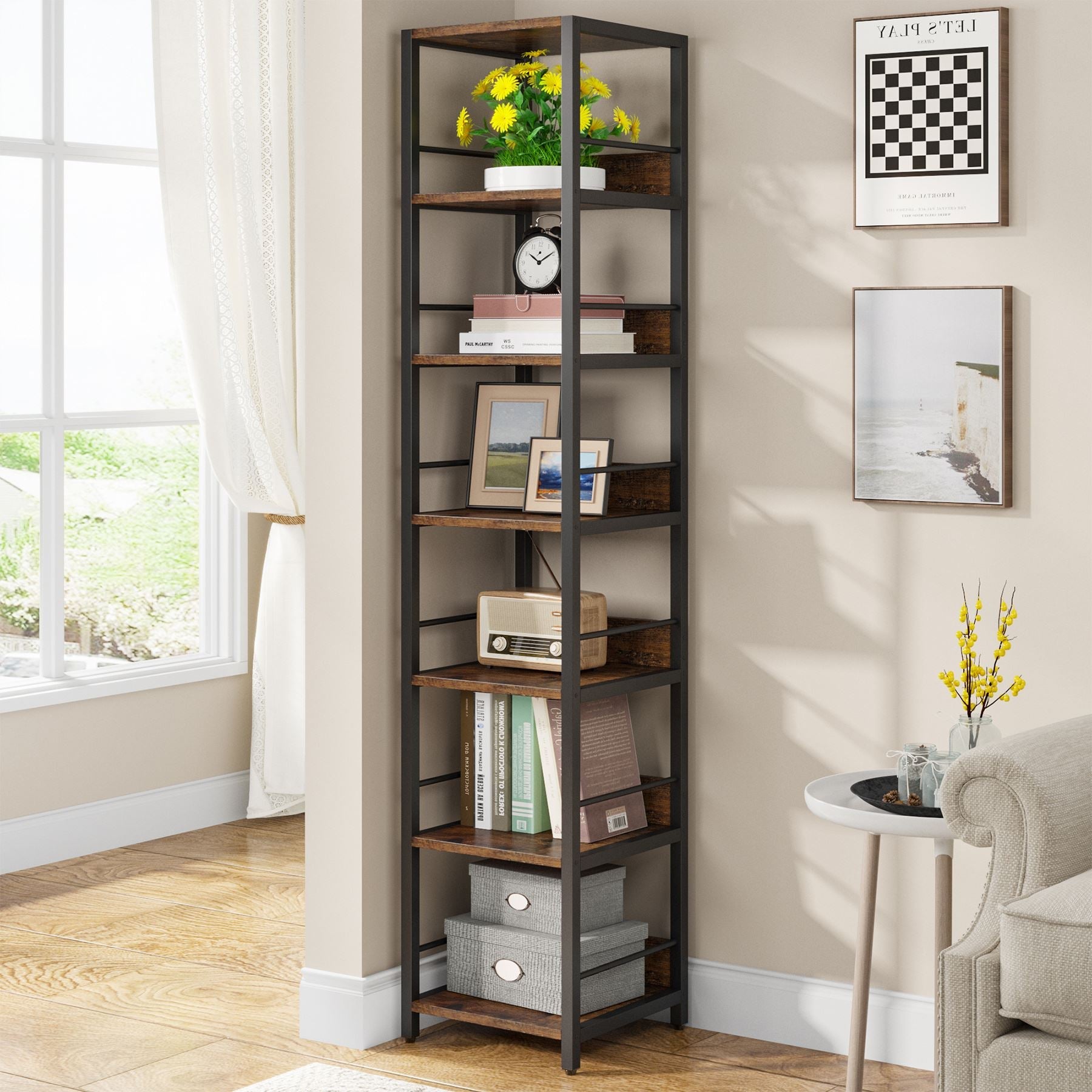 Tribesigns 6 - Tier Corner Shelf, Narrow Etagere Bookshelf Storage Rack Tribesigns