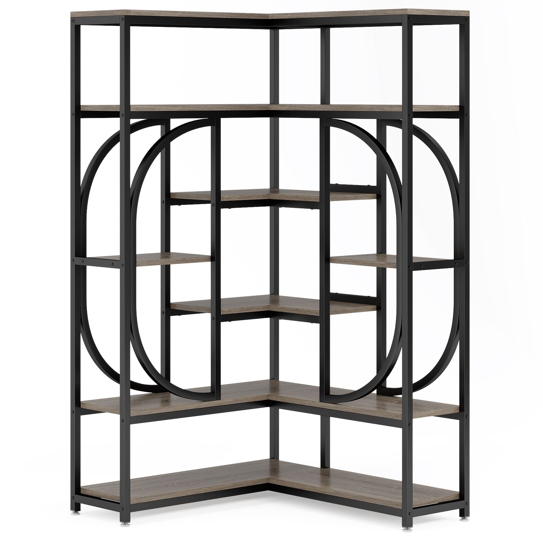 Tribesigns 7 - Shelf Corner Bookshelf, L - Shaped Bookcase Display Rack Tribesigns