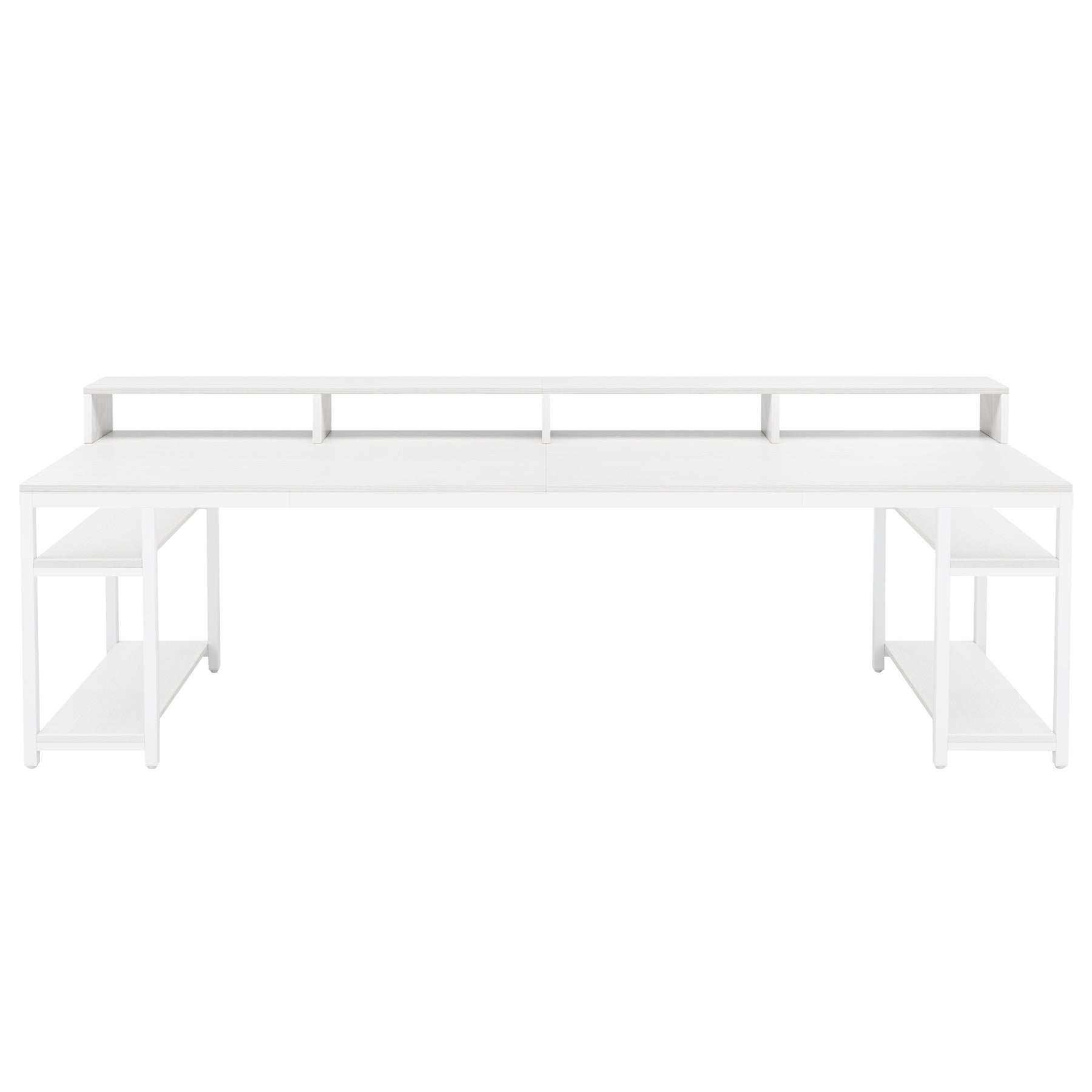 Two Person Desk, 78.7" Computer Desk With Monitor Stand and 4 Open Shelf Tribesigns