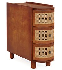 Wood End Table, 3 - Drawer Side Table NightStand with 3 Rattan Drawers Tribesigns