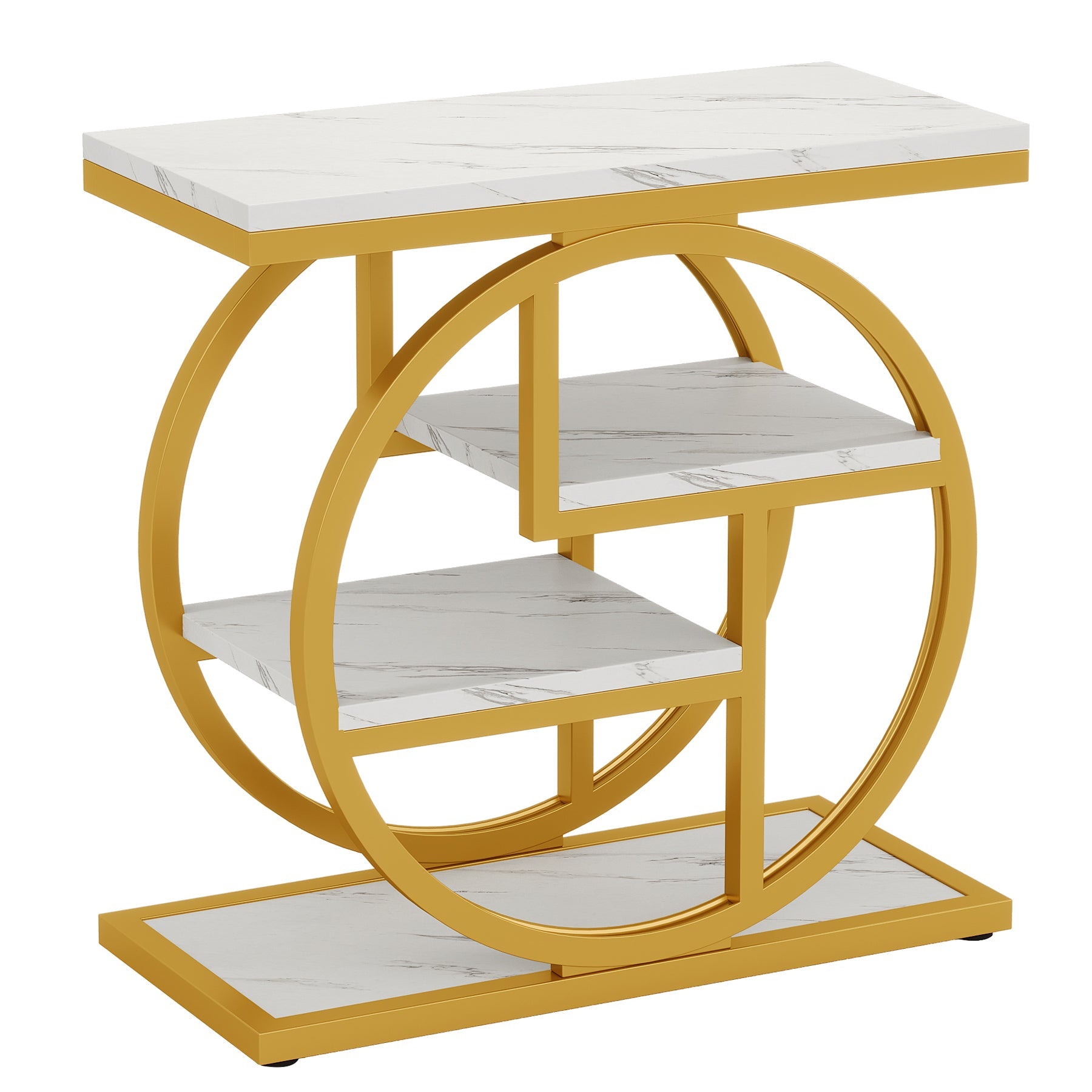 Wood End Table, 4 - Tier Side Table with Storage Shelves Tribesigns