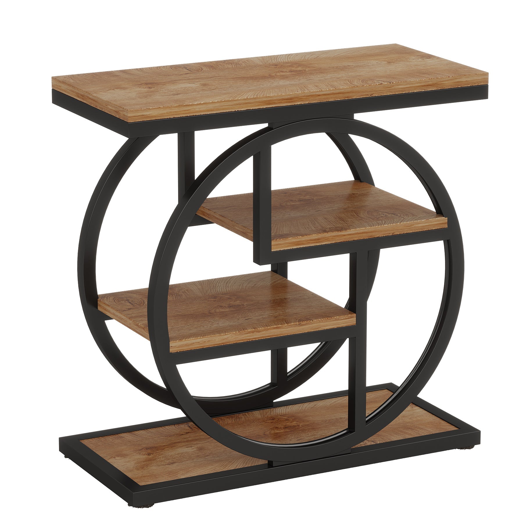Wood End Table, 4 - Tier Side Table with Storage Shelves Tribesigns
