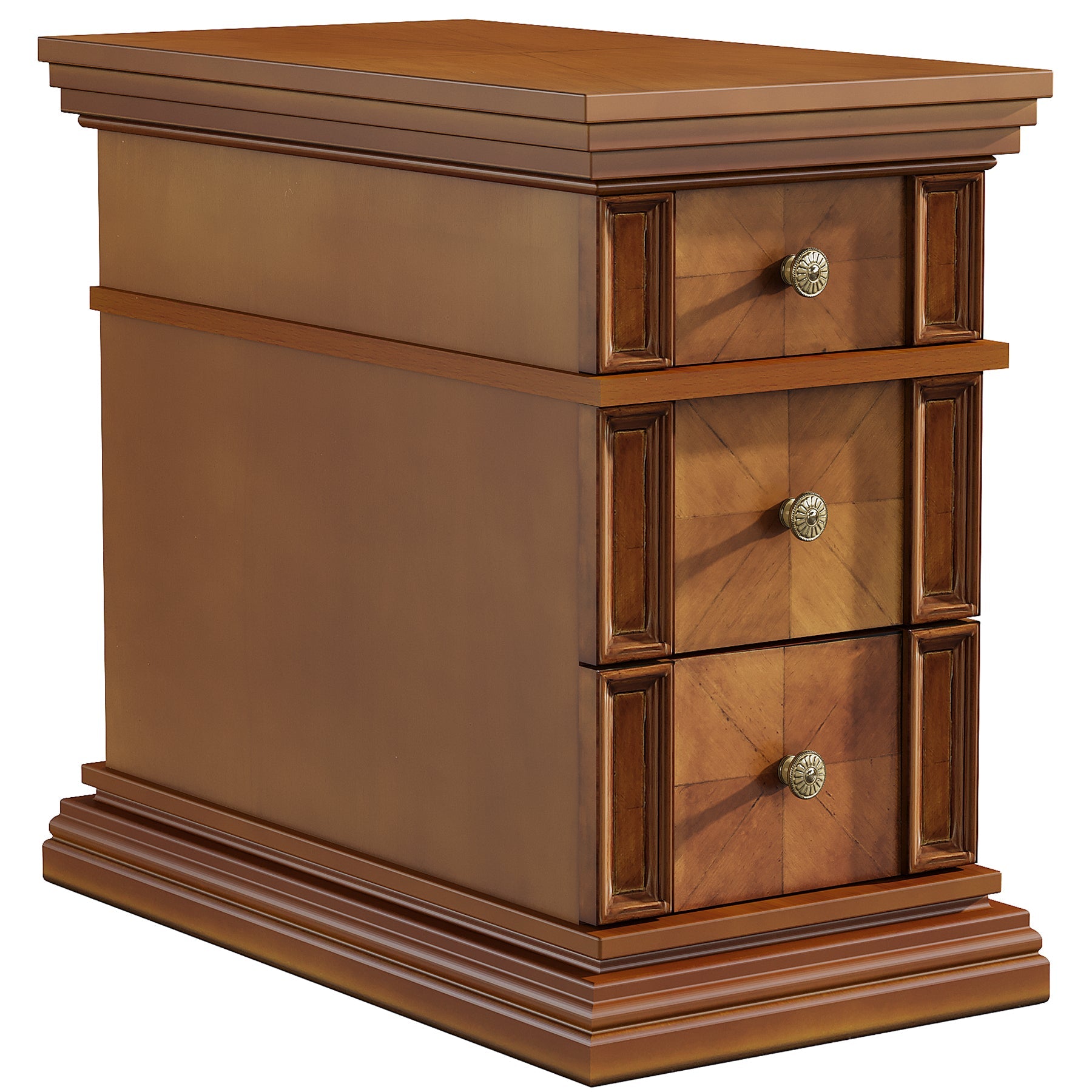 Wood End Table, Sofa Side Table Nightstand with 3 Drawers Tribesigns