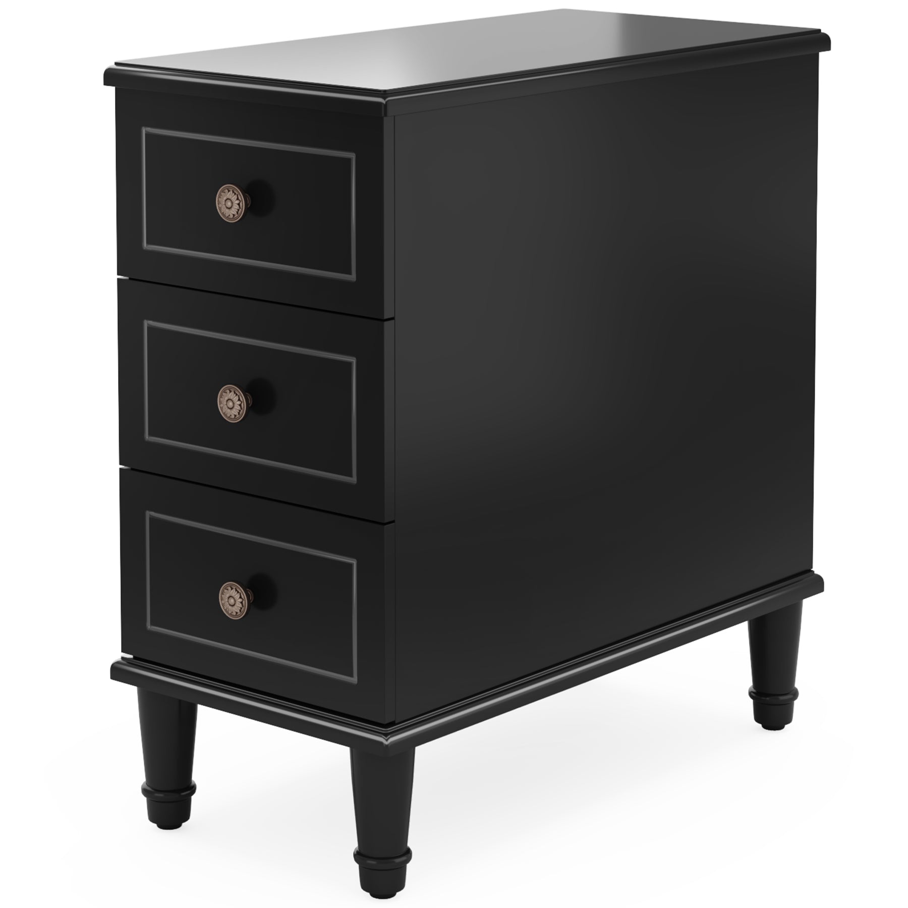 Wood Nightstand, Fully Assembled Narrow Side Table with 3 Drawers Tribesigns