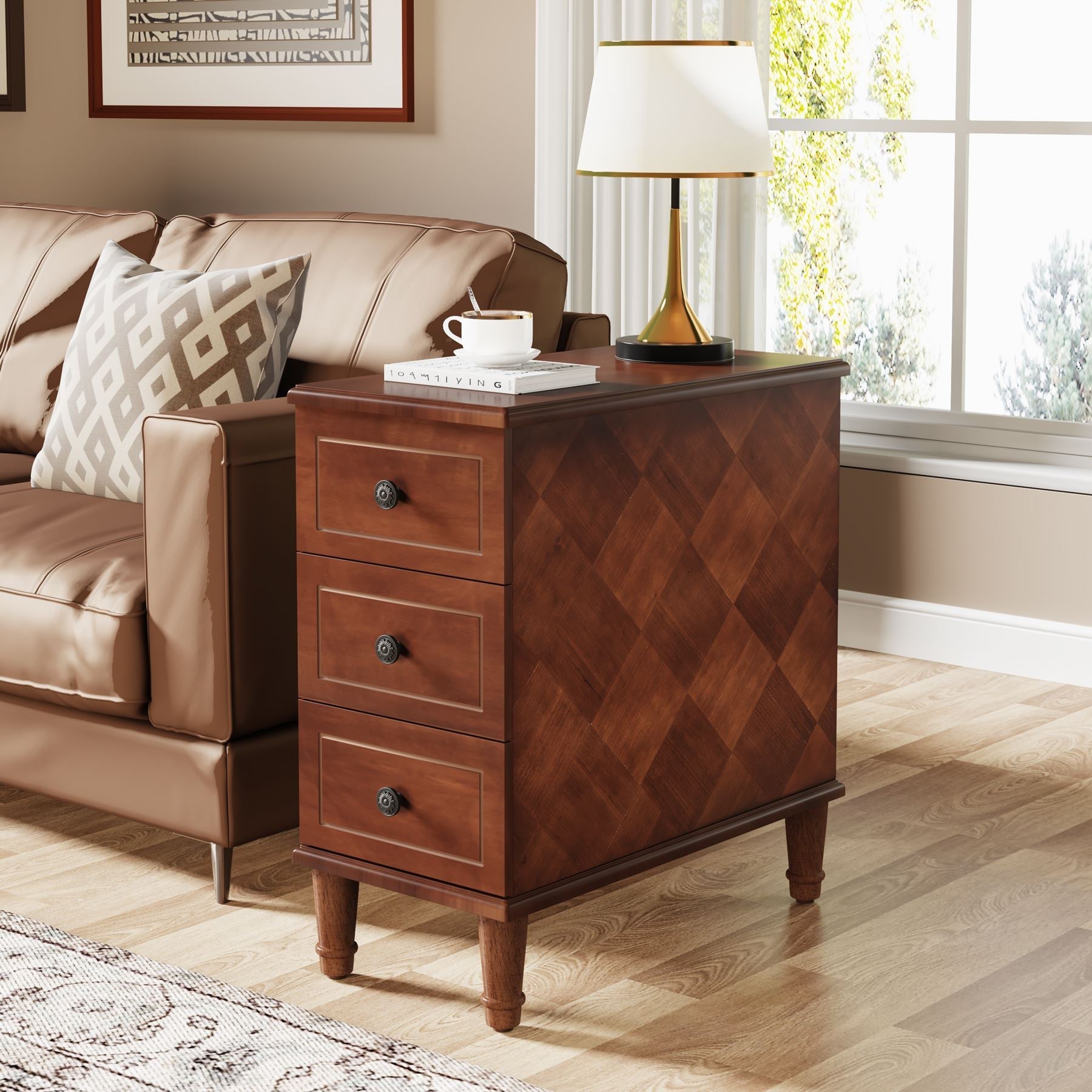 Segawe 3-Tier Narrow Console Table With 2 Drawers – Black, Shelves For Entryway