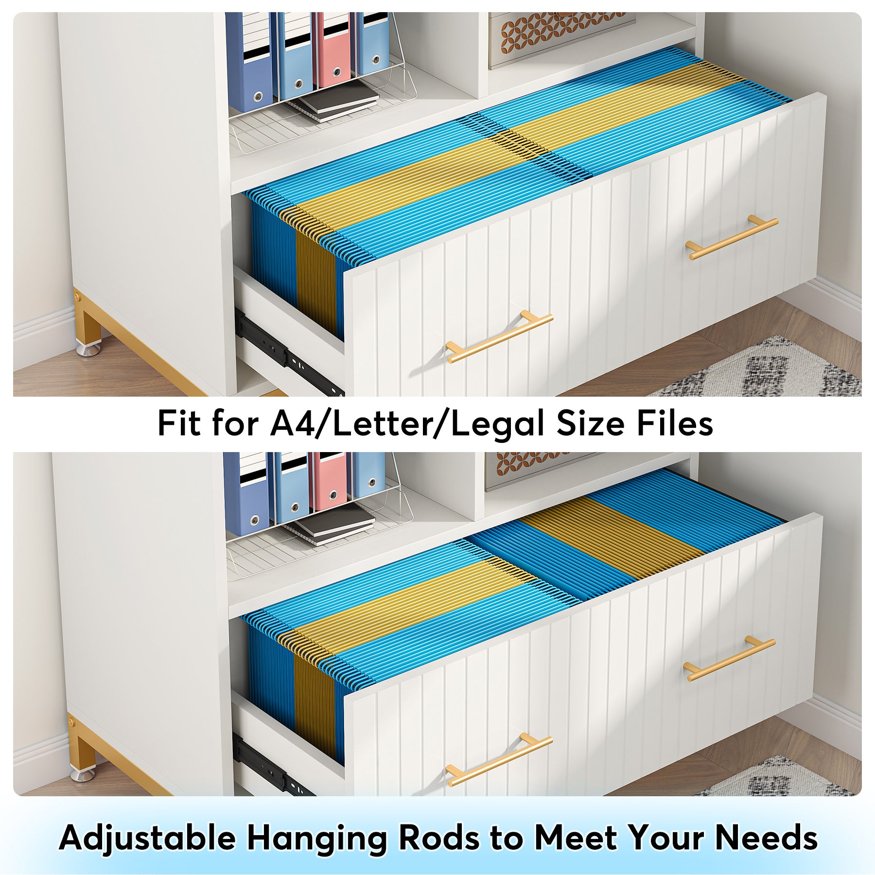 Product Features of Tribesigns's File Cabinet, Lateral Printer Stand with Drawer & Open Storage Spaces.