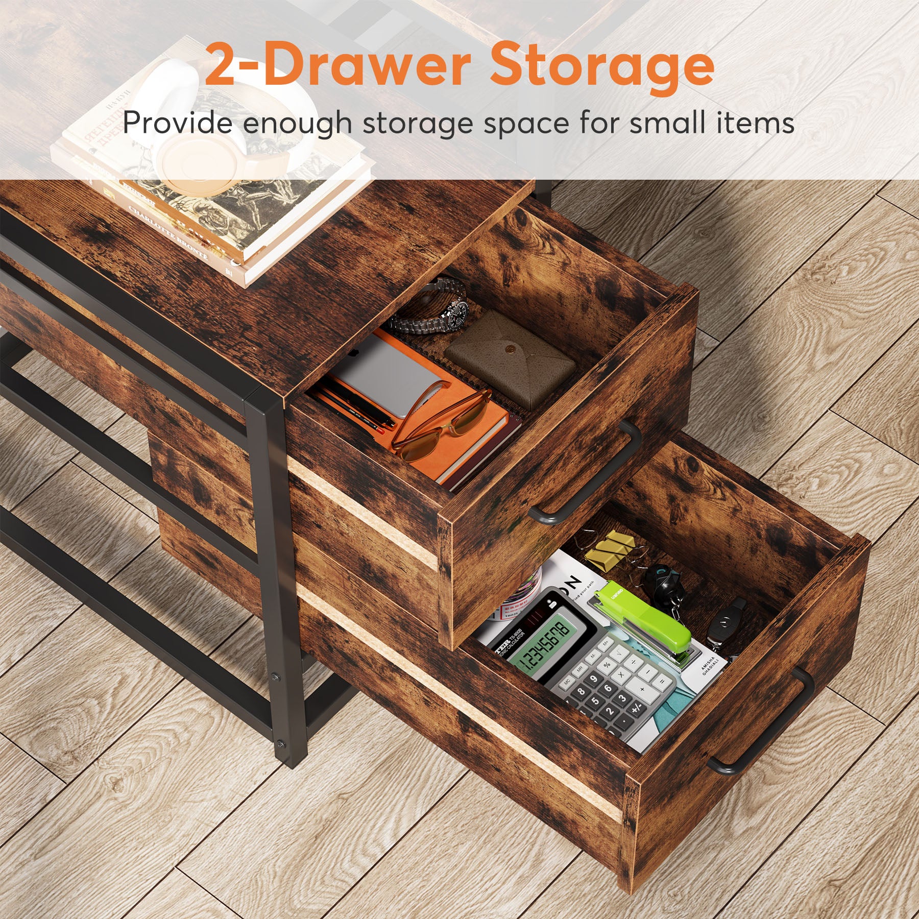 Tribesigns Computer Desk, 55" Writing Table with 2 Drawers and Storage Shelves Tribesigns