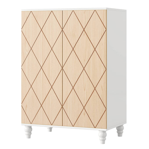 Tribesigns Shoe Cabinet, 2-Door Shoe Organizer Cabinets with Solid Wood Legs Tribesigns
