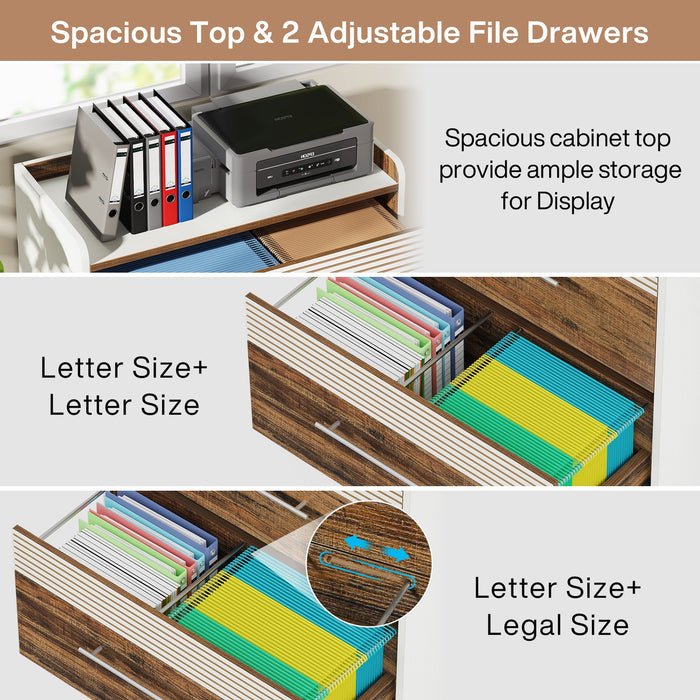 2-Drawer File Cabinet, 31.5" Wide Wood Filling Storage Cabinet Tribesigns