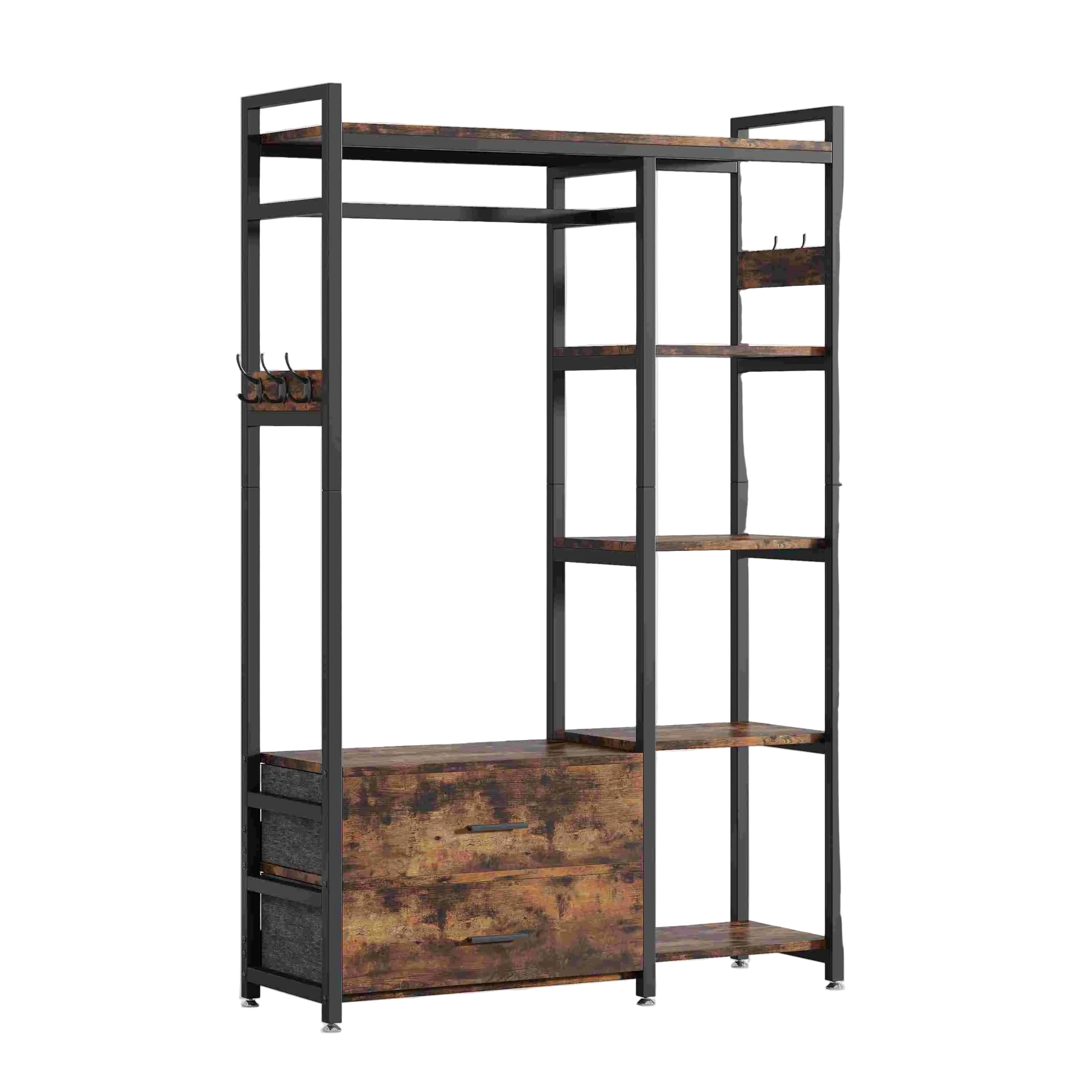 Freestanding Closet Organizer, Garment Rack with 2 Fabric Drawers Tribesigns