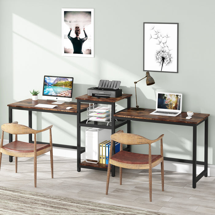 Tribesigns Two Person Desk, 96.9" Double Computer Desk with Storage Shelves Tribesigns