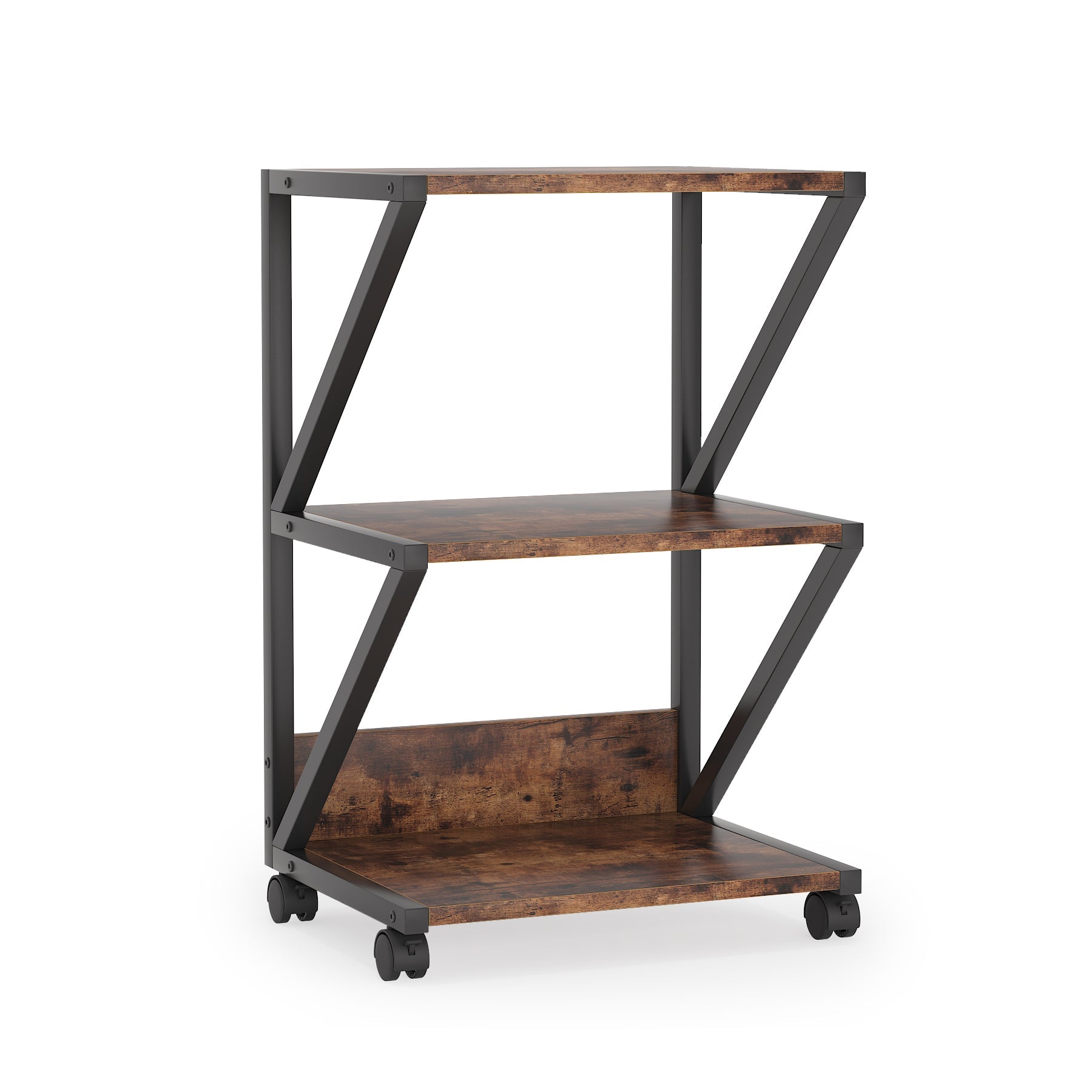White background image of 3-Tier Printer Stand, Rolling Printer Cart Under Desk Storage Shelf of Tribesigns.