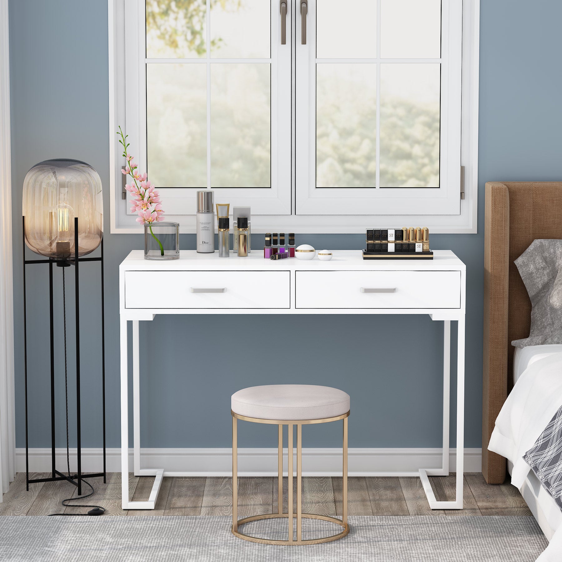 39" Computer Desk with Drawers, Modern Writing Desk Study Desk Tribesigns